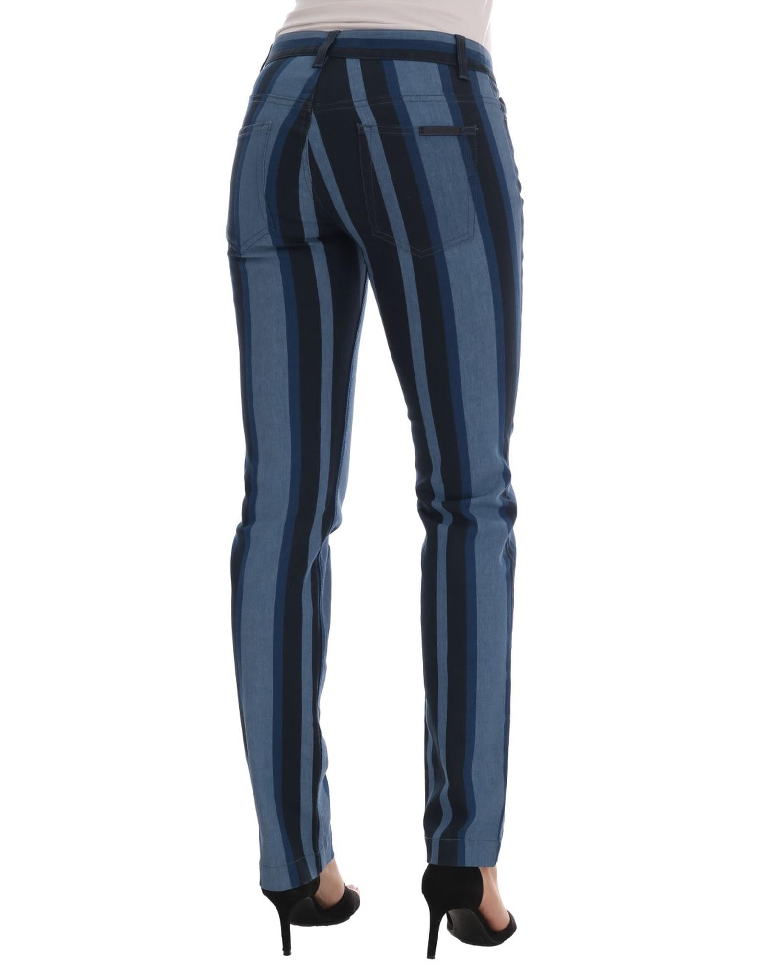 Blue Striped Cotton Stretch Denim Jeans - Dolce & Gabbana 40 IT Women 3