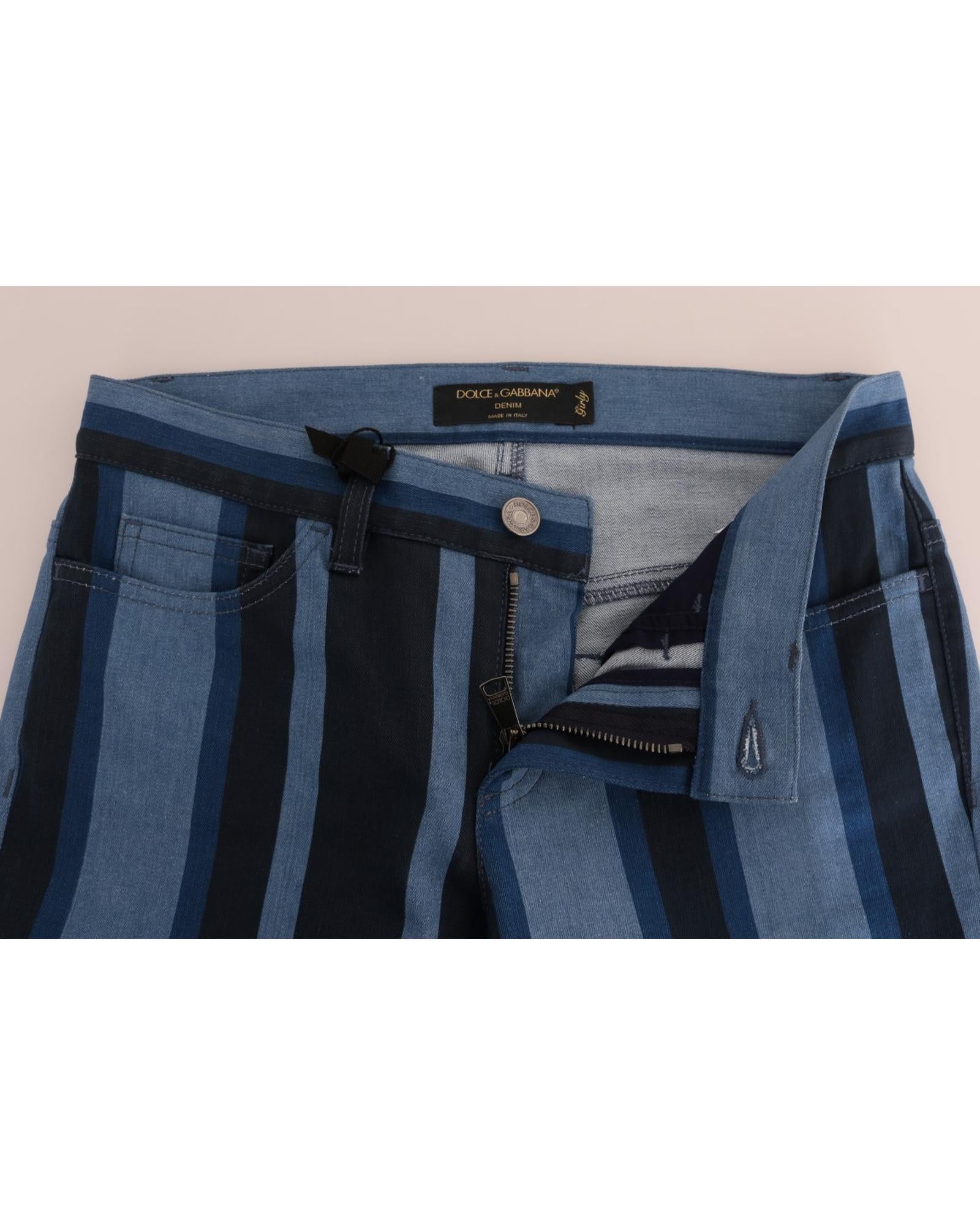 Blue Striped Cotton Stretch Denim Jeans - Dolce & Gabbana 40 IT Women 4