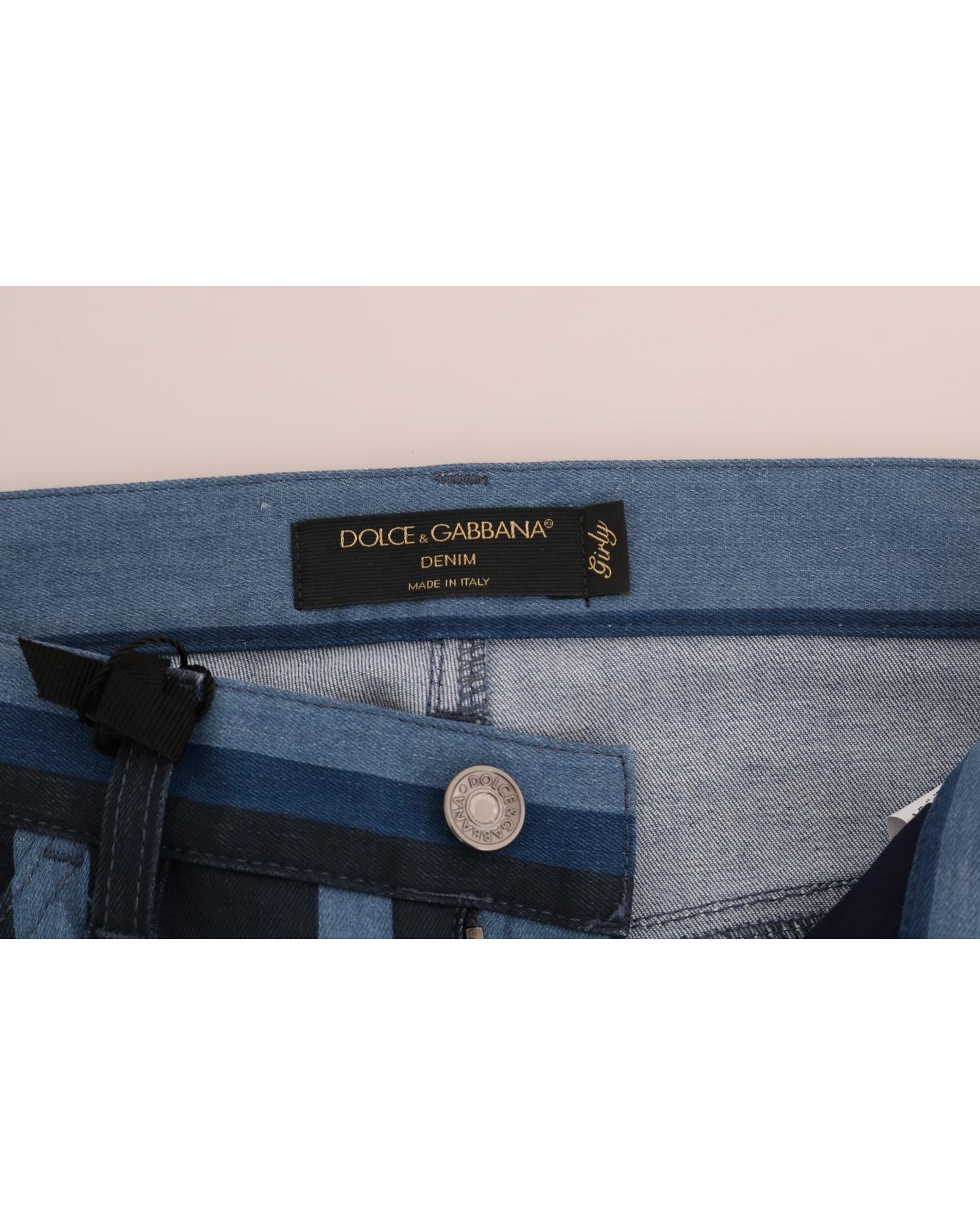Blue Striped Cotton Stretch Denim Jeans - Dolce & Gabbana 40 IT Women 5