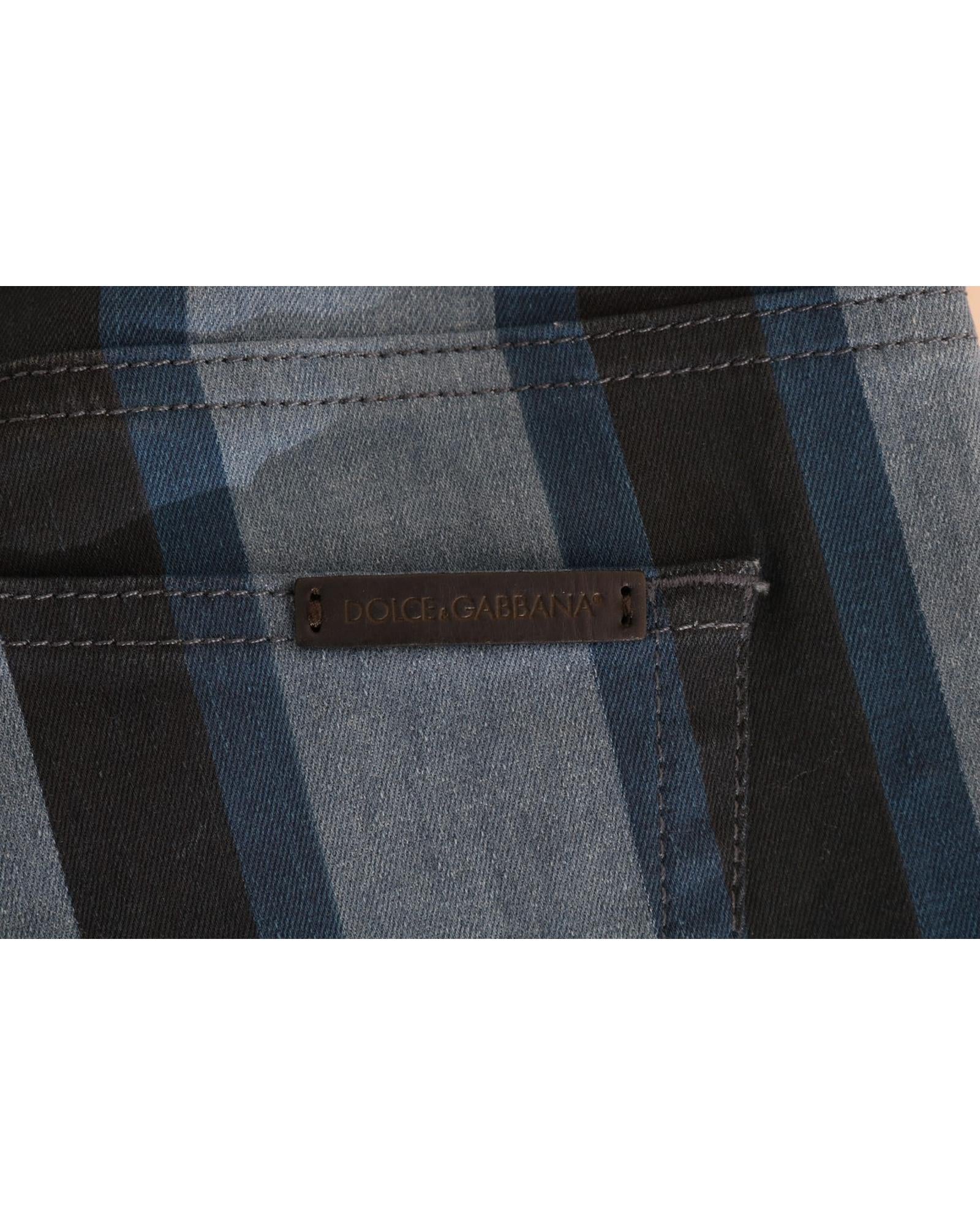Blue Striped Cotton Stretch Denim Jeans - Dolce & Gabbana 40 IT Women 6