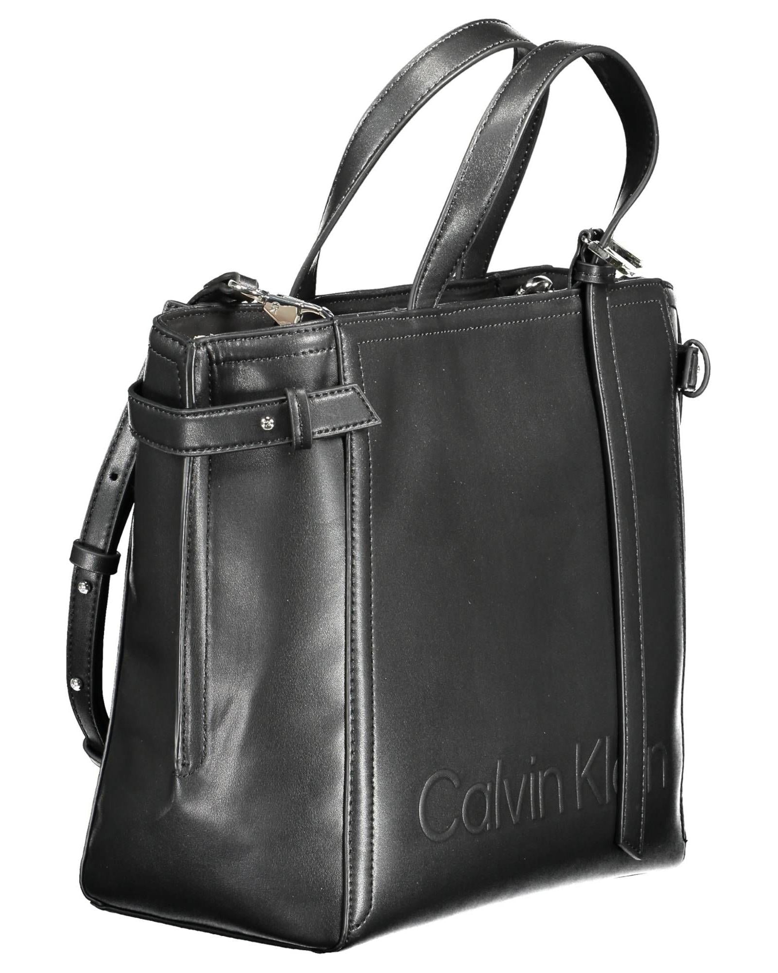 Calvin Klein Women's Elegant Black Two-Handle Recycled Polyester Bag - One Size 3