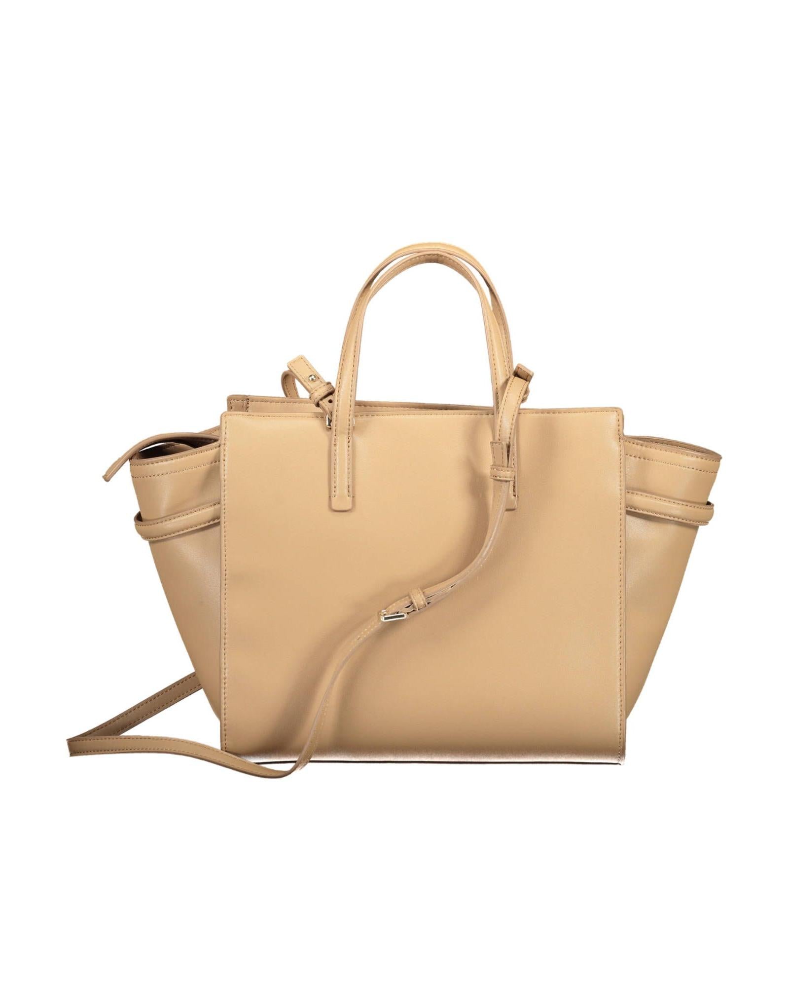 Calvin Klein Women's Chic Beige Handbag with Contrasting Details - One Size