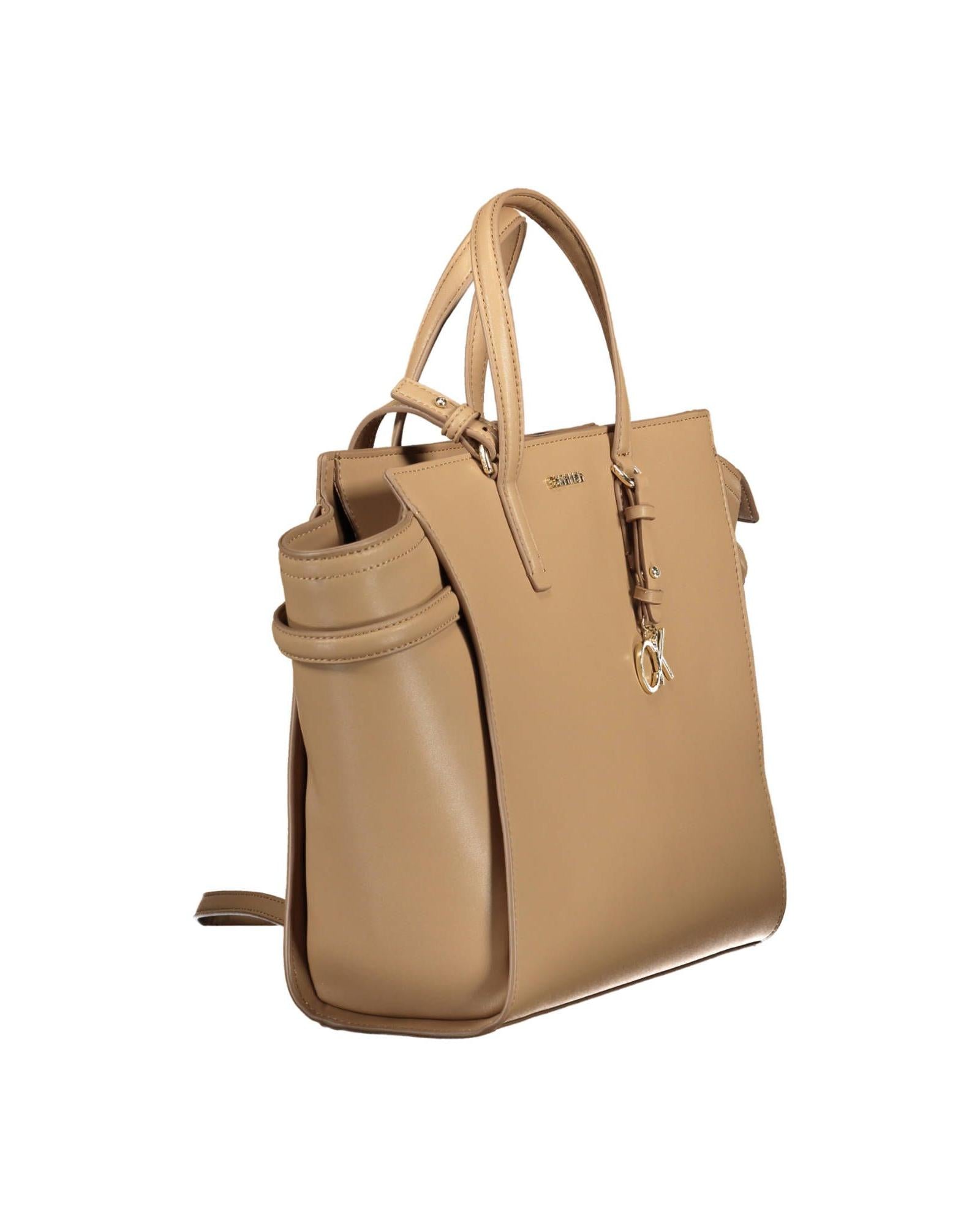 Calvin Klein Women's Chic Beige Handbag with Contrasting Details - One Size 3