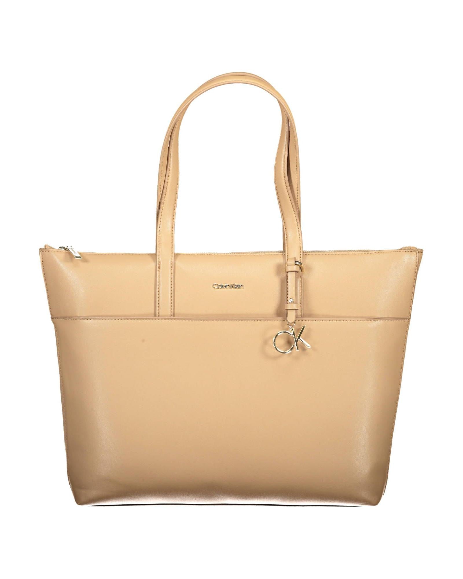 Calvin Klein Women's Beige Zip Closure Chic Shoulder Bag - One Size