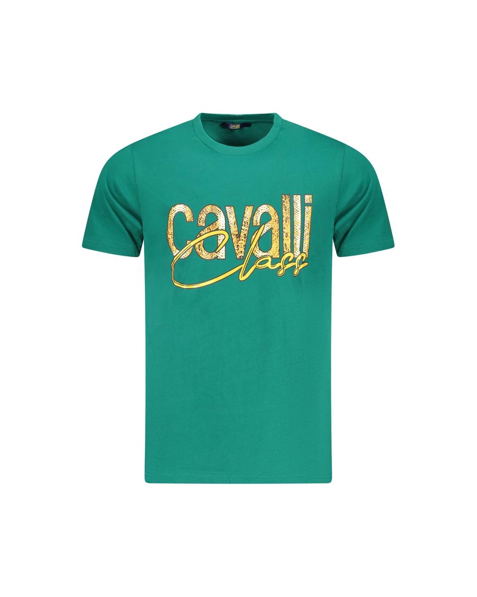 Cavalli Class Men's Green Cotton  T-Shirt - L