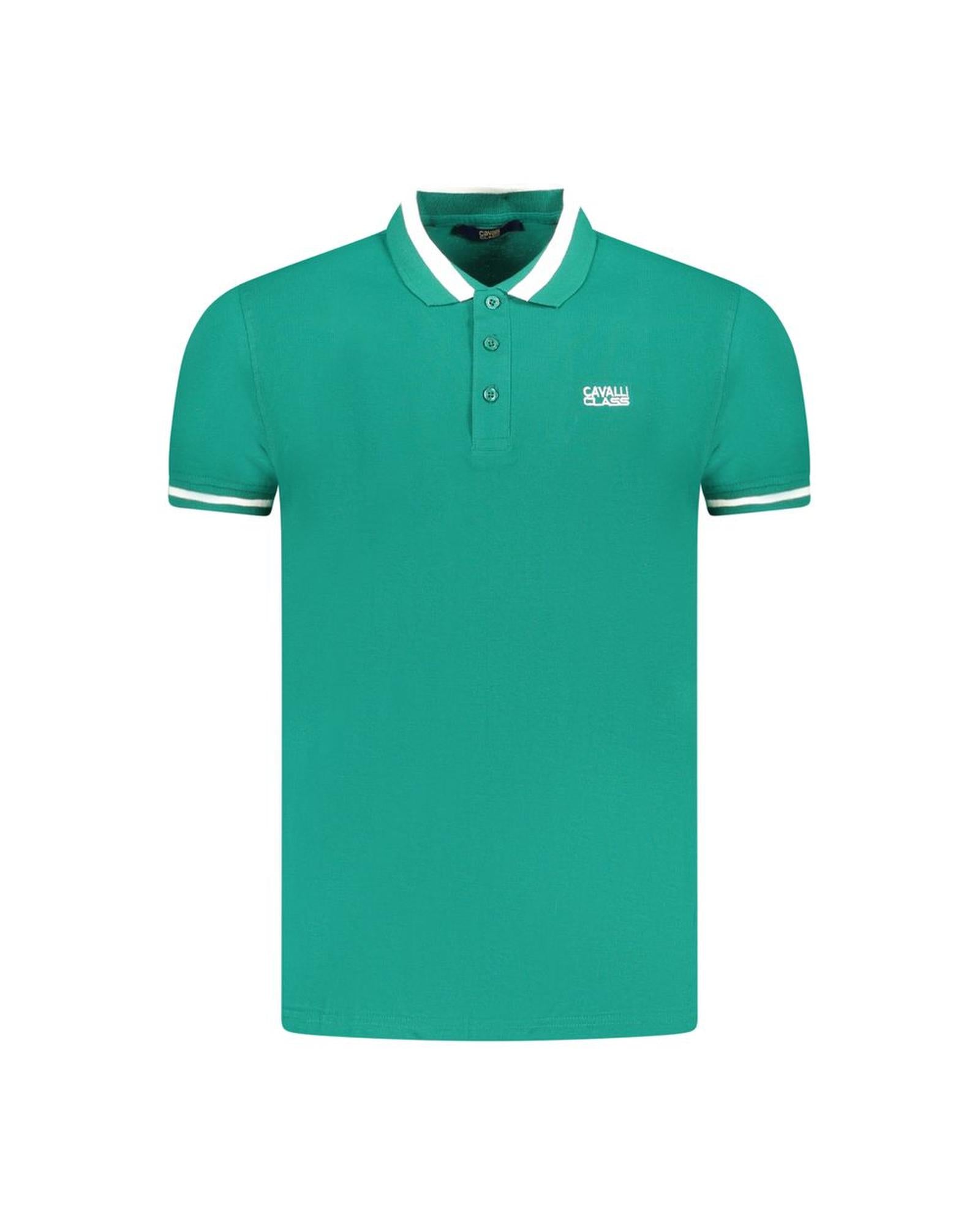Cavalli Class Men's Green Cotton Polo Shirt - 2XL