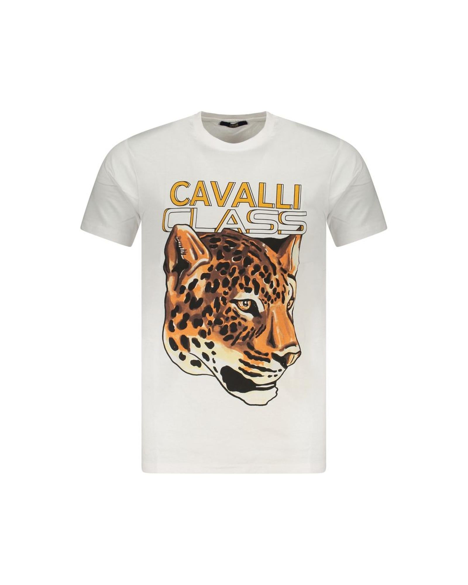 Cavalli Class Men's White Cotton  T-Shirt - 2XL