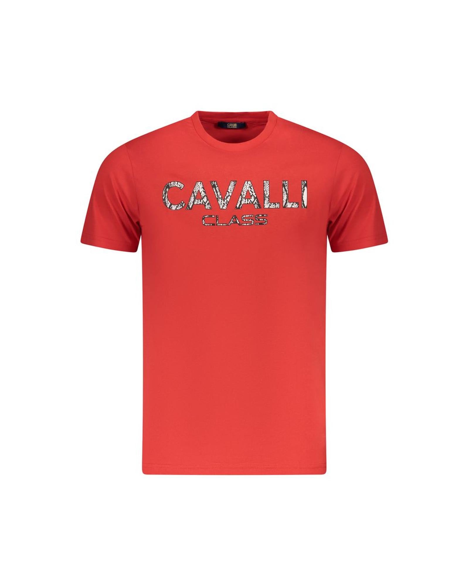 Cavalli Class Men's Red Cotton  T-Shirt - L
