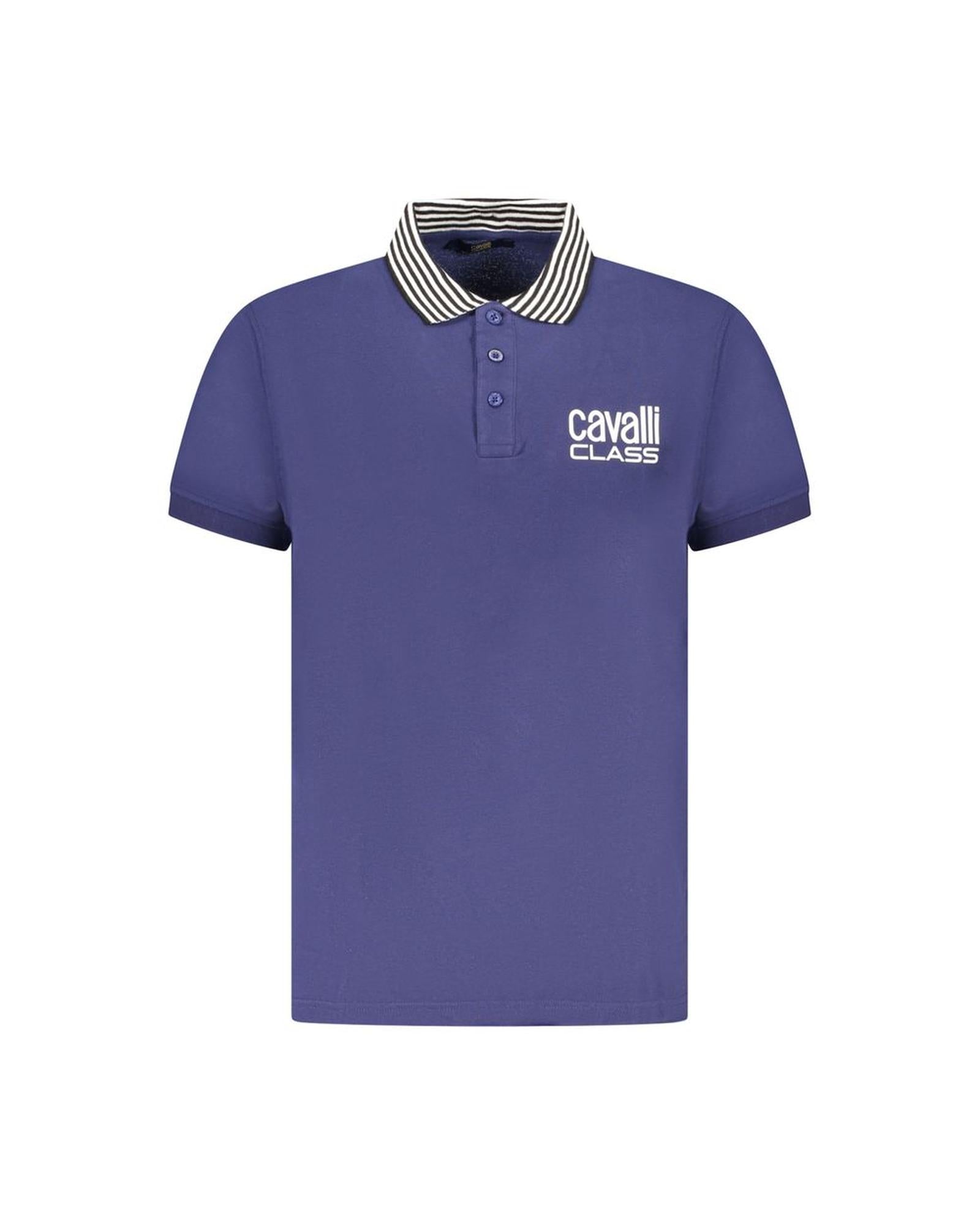 Cavalli Class Men's Blue Cotton Polo Shirt - L
