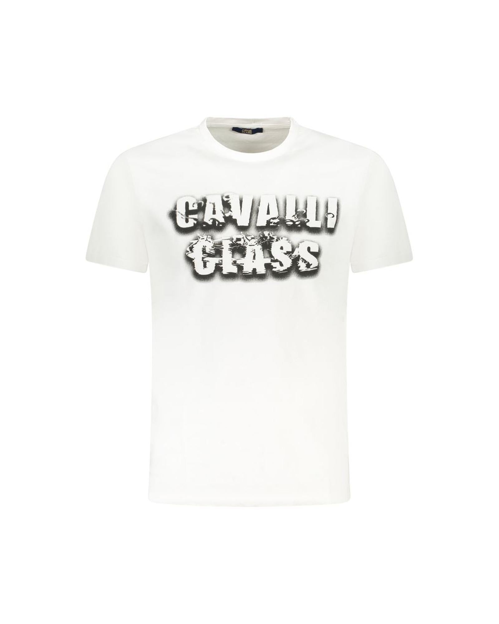 Cavalli Class Men's White Cotton  T-Shirt - 2XL