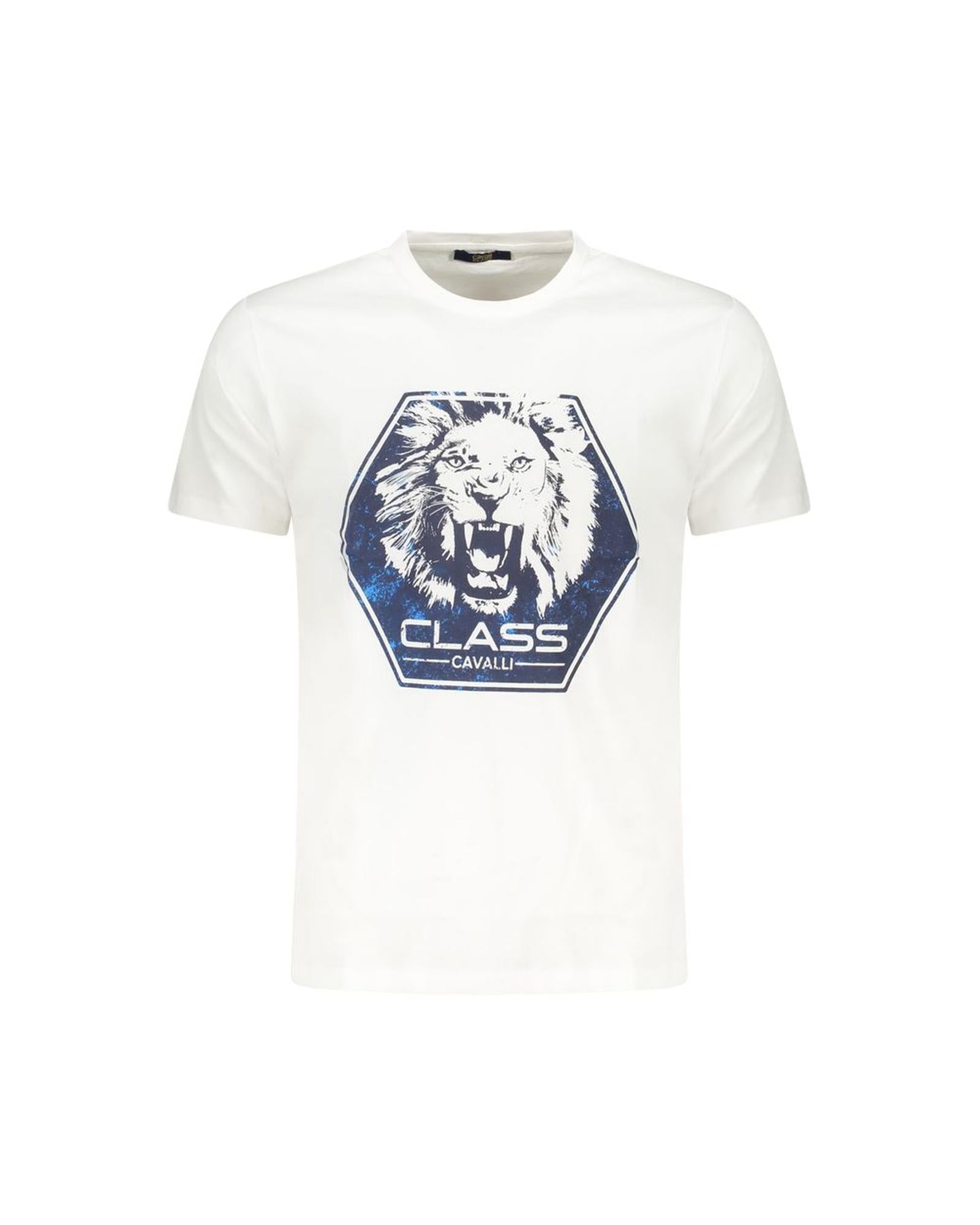 Cavalli Class Men's White Cotton  T-Shirt - 2XL