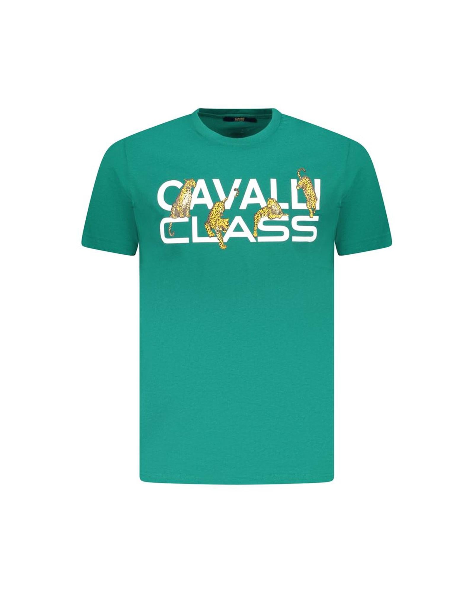 Cavalli Class Men's Green Cotton T-Shirt - XL