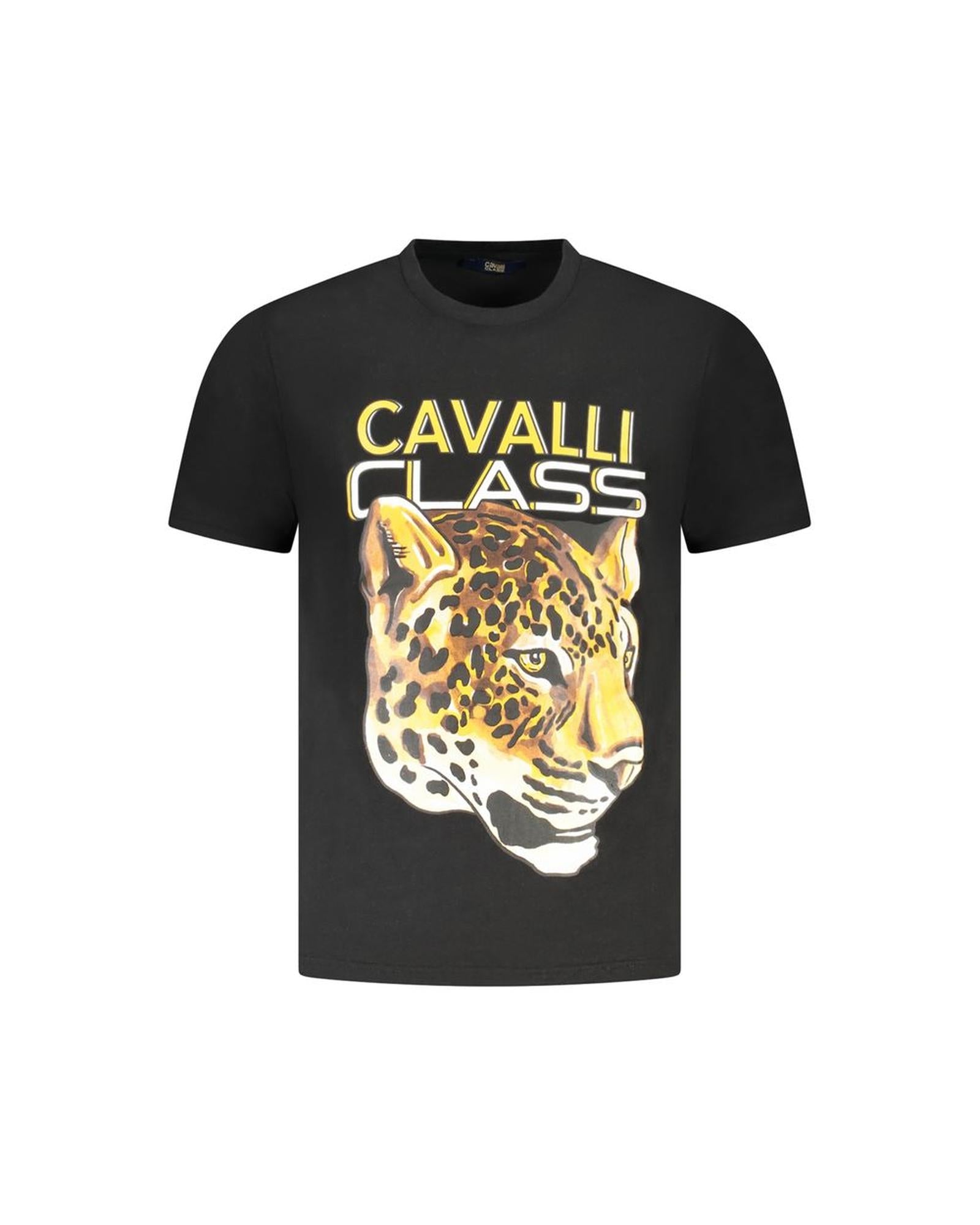 Cavalli Class Men's Black Cotton  T-Shirt - M