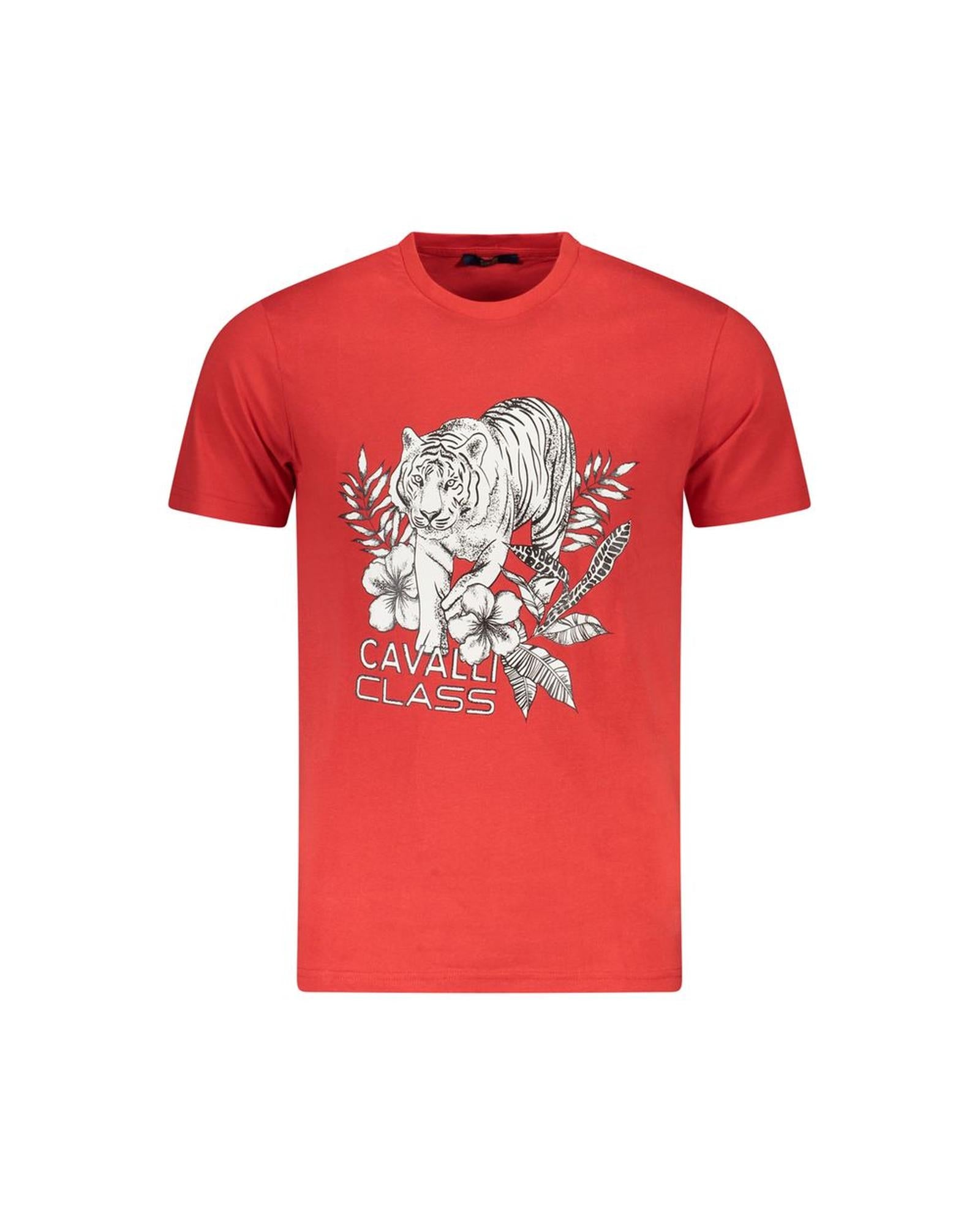 Cavalli Class Men's Red Cotton  T-Shirt - 2XL