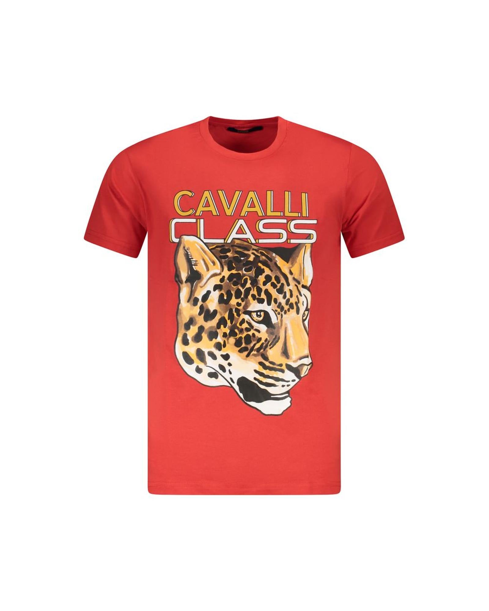 Cavalli Class Men's Red Cotton  T-Shirt - 2XL