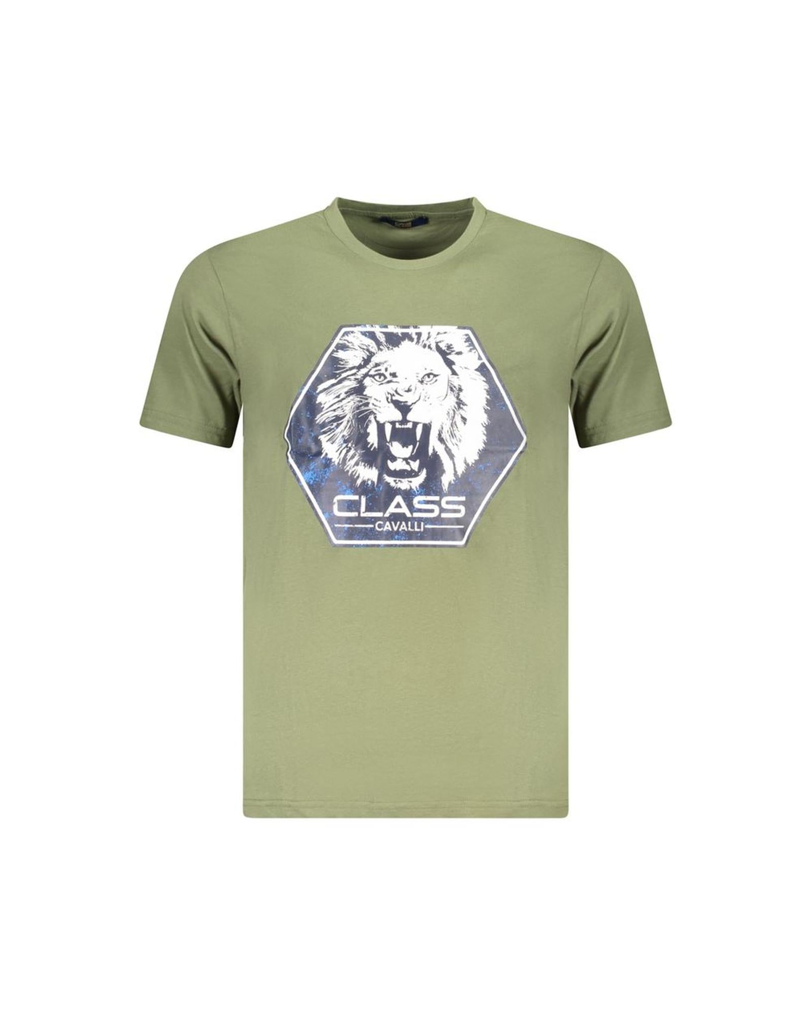 Cavalli Class Men's Green Cotton  T-Shirt - 2XL