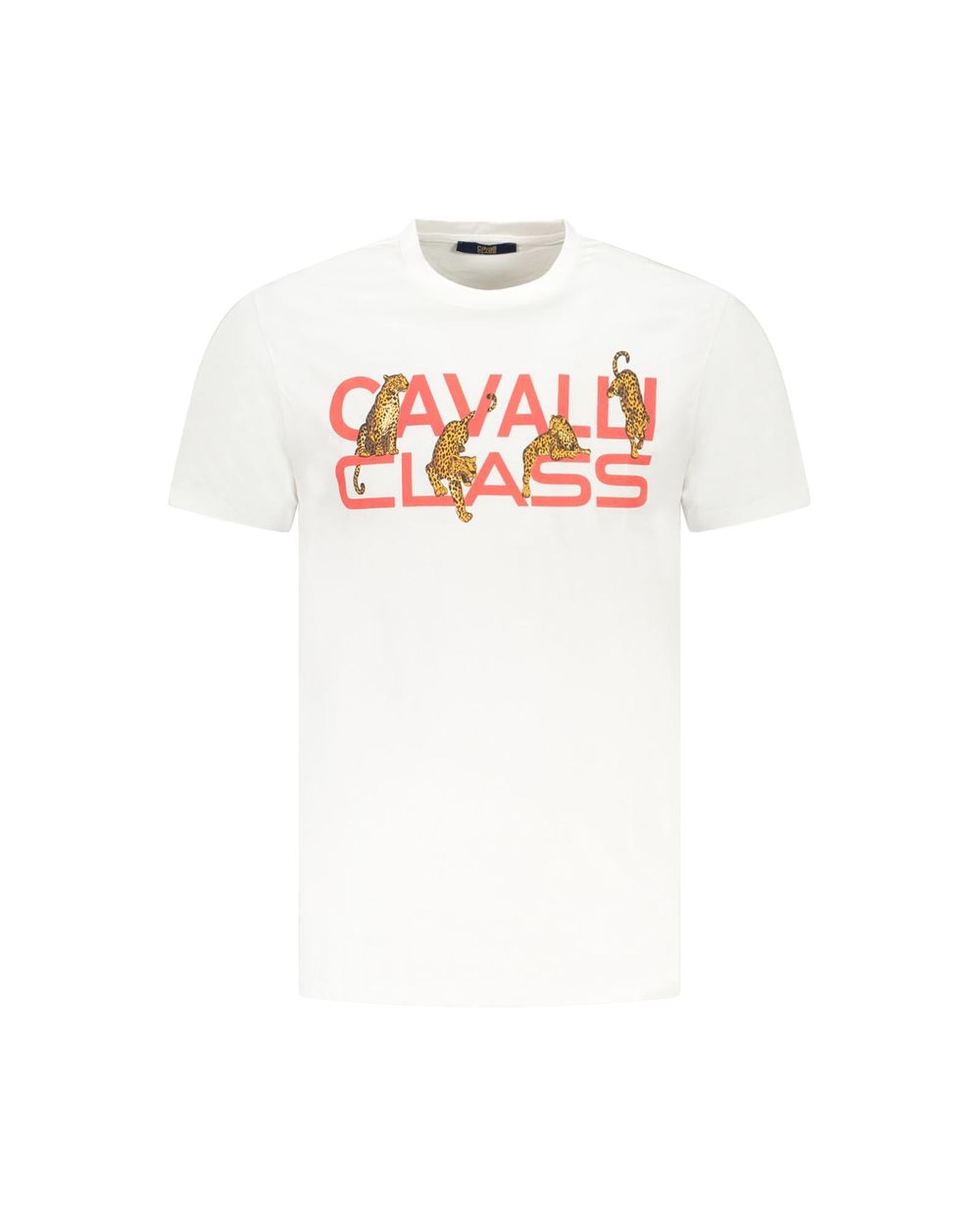 Cavalli Class Men's White Cotton T-Shirt - L