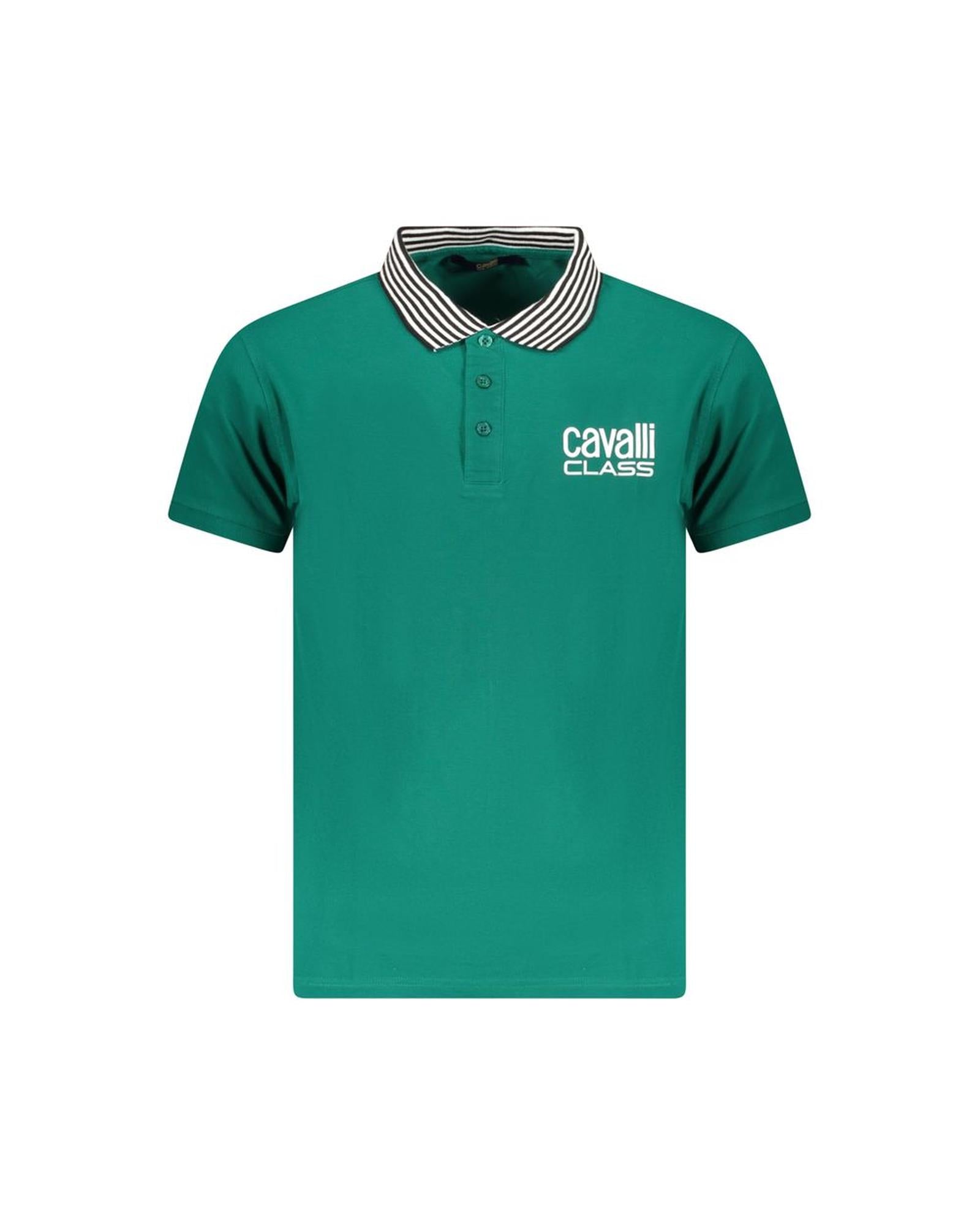 Cavalli Class Men's Green Cotton Polo Shirt - 2XL