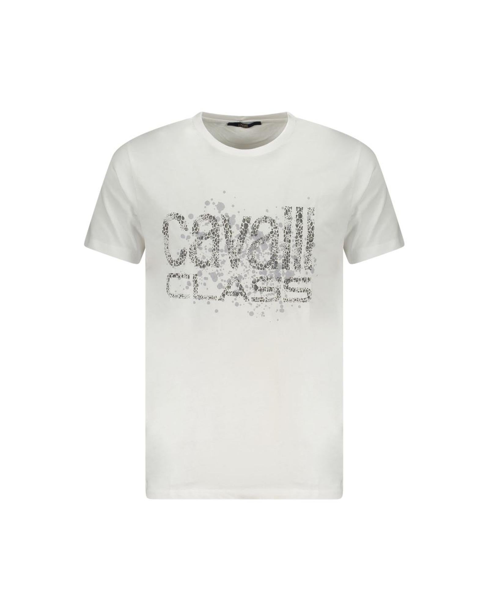 Cavalli Class Men's White Cotton  T-Shirt - 2XL