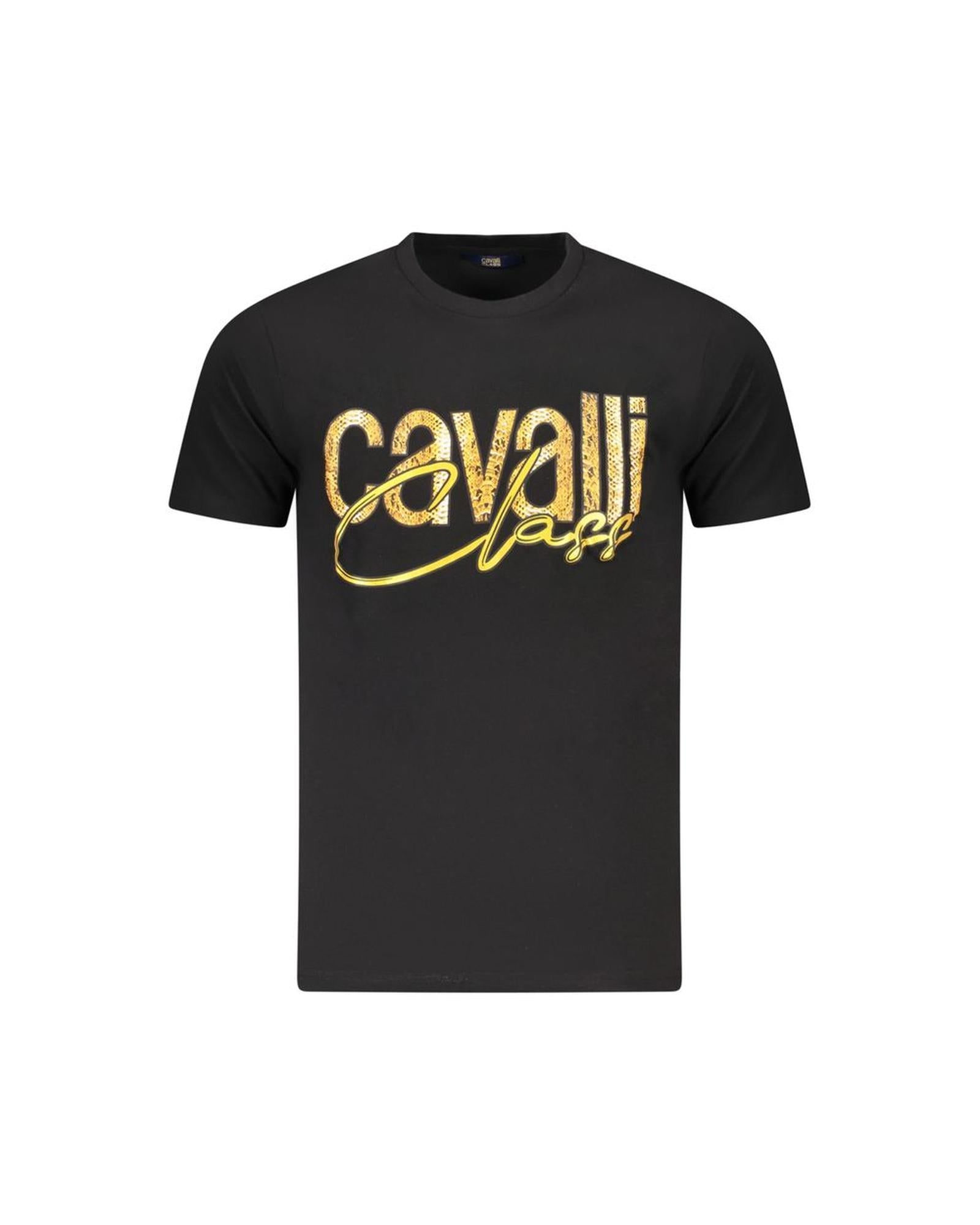 Cavalli Class Men's Black Cotton  T-Shirt - M