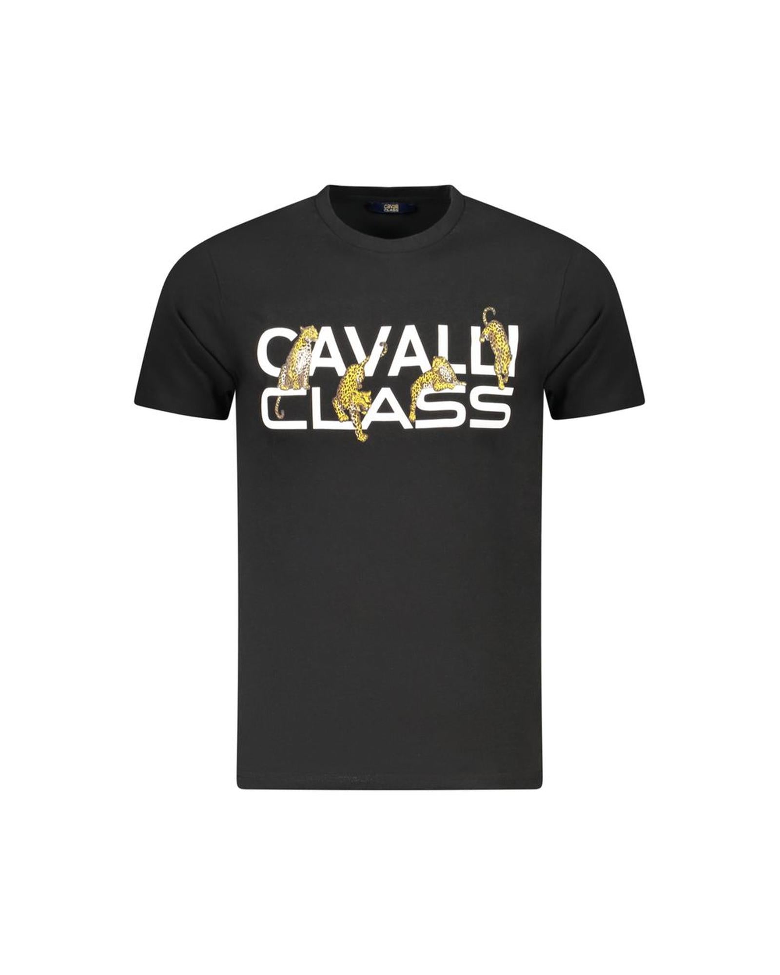 Cavalli Class Men's Black Cotton  T-Shirt - L
