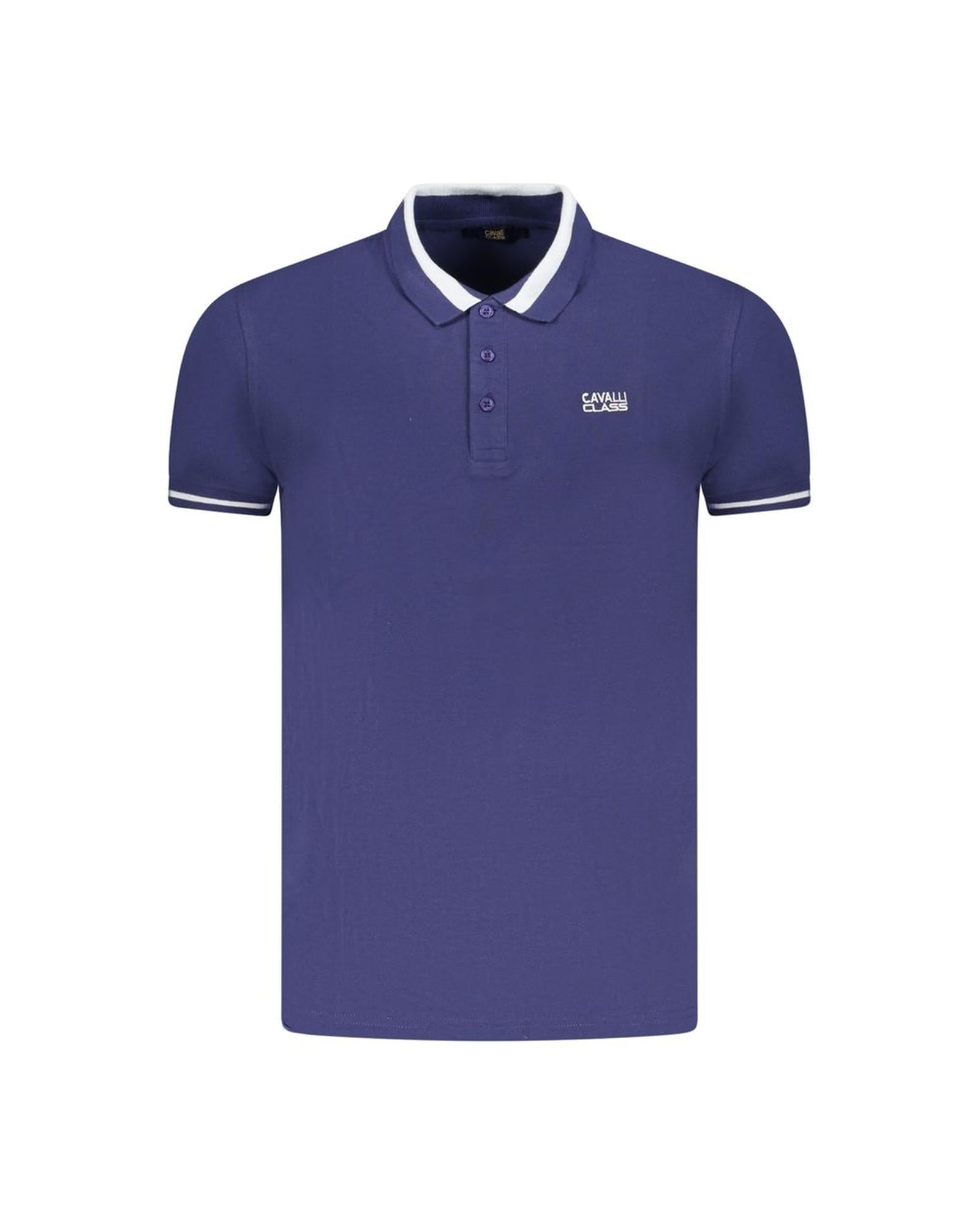 Cavalli Class Men's Blue Cotton Polo Shirt - 2XL