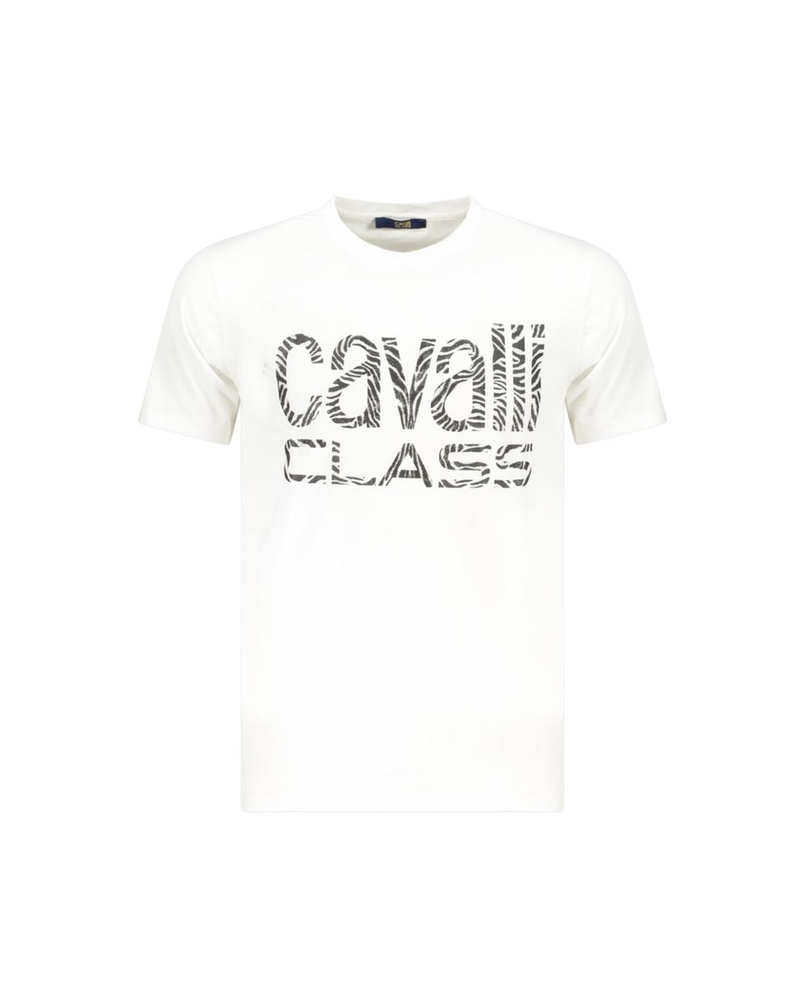 Cavalli Class Men's White Cotton  T-Shirt - 2XL