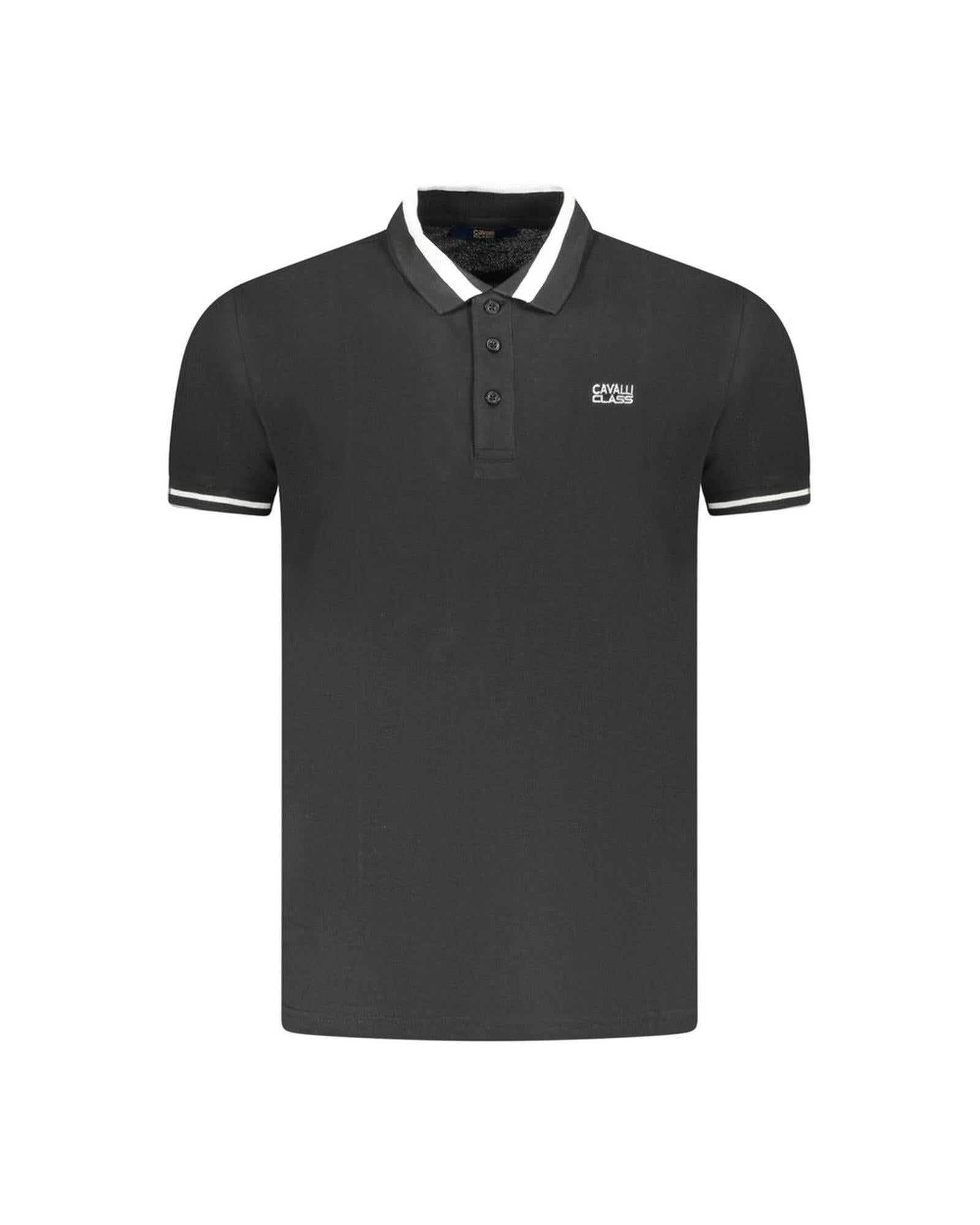 Cavalli Class Men's Black Cotton Polo Shirt - M