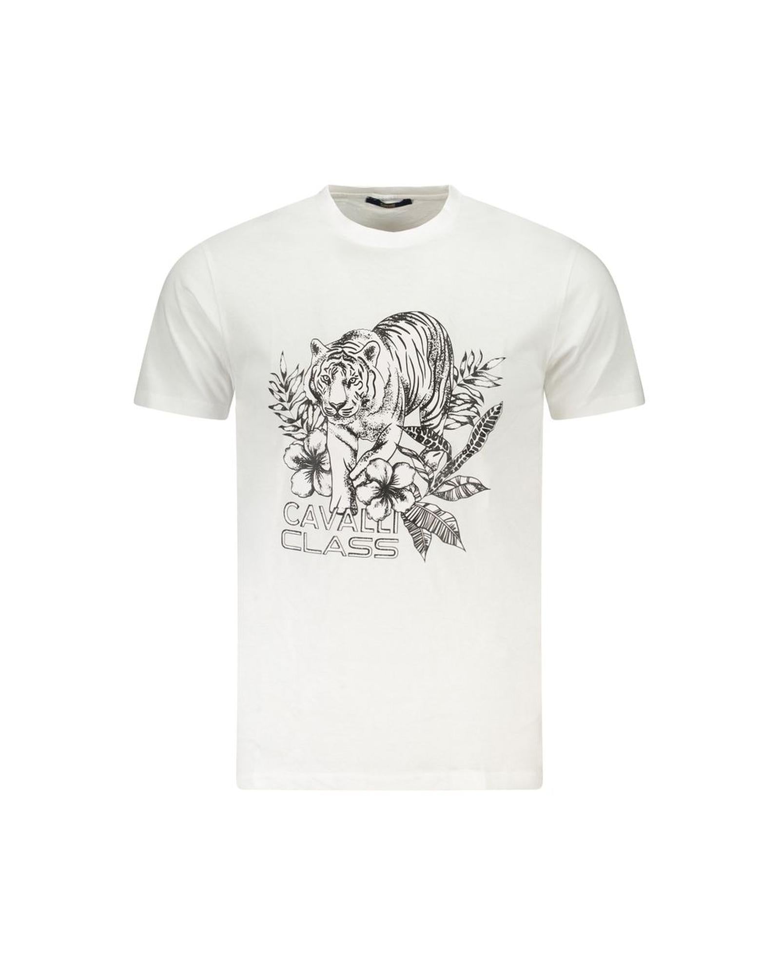 Cavalli Class Men's White Cotton  T-Shirt - 2XL