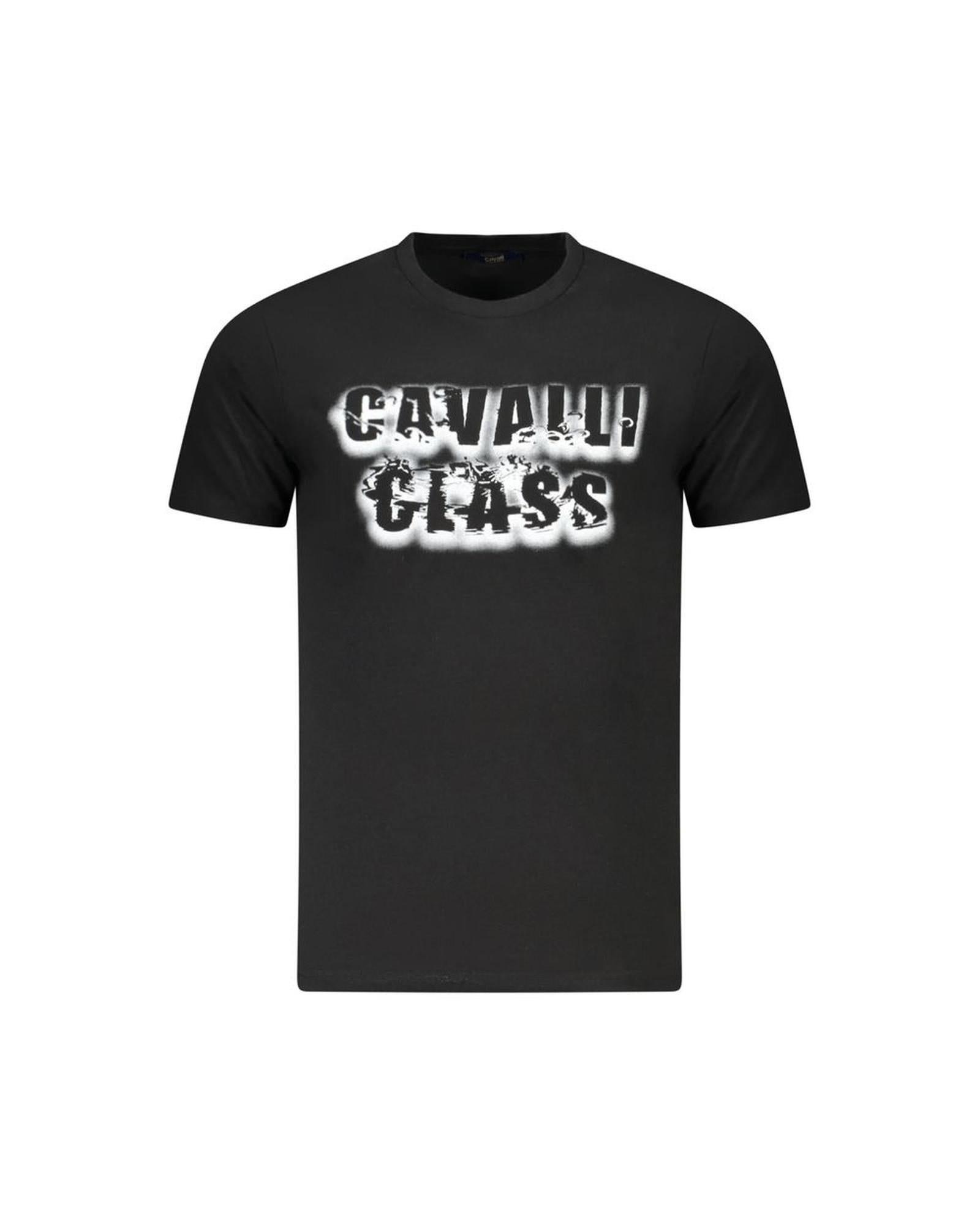 Cavalli Class Men's Black Cotton  T-Shirt - L