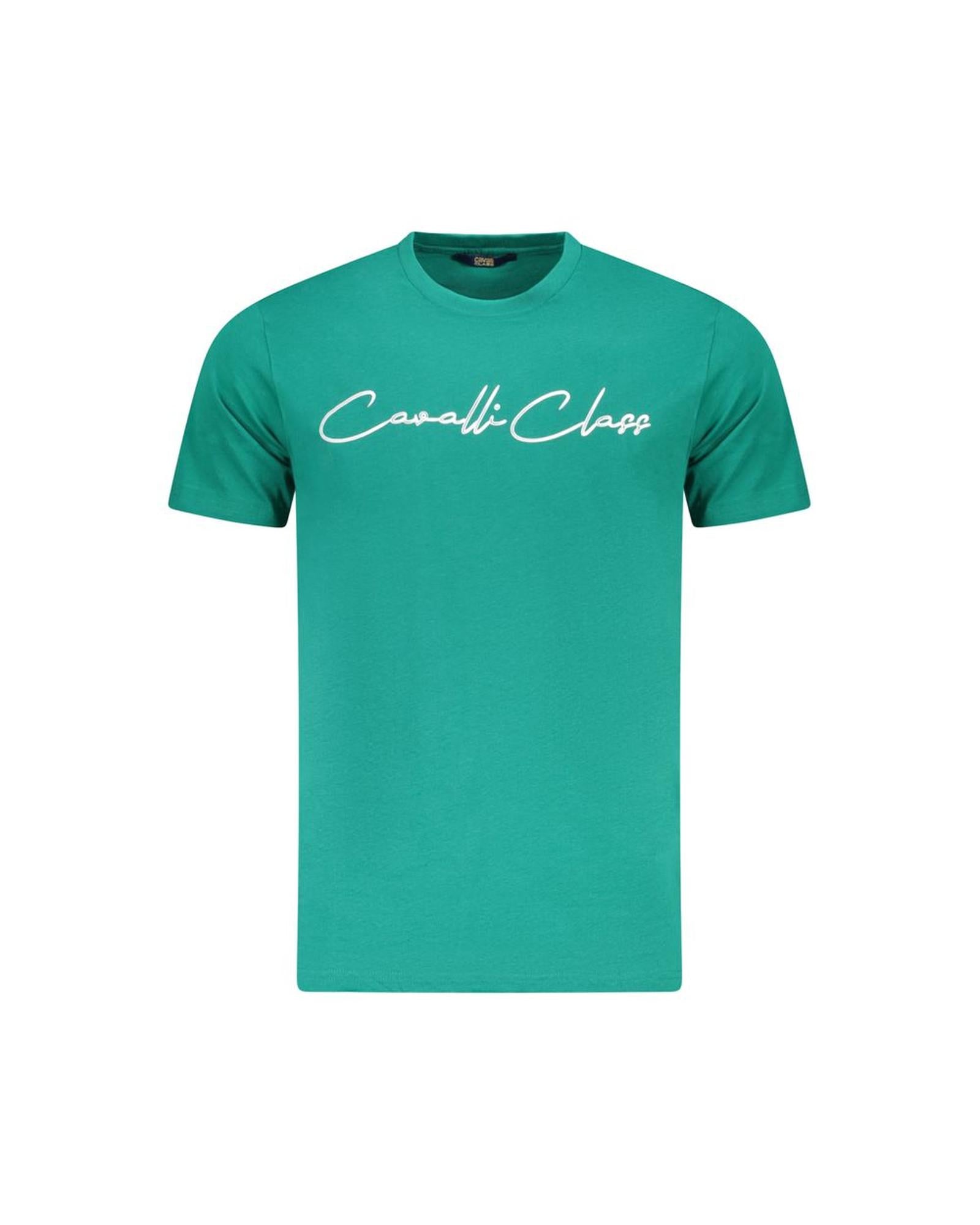 Cavalli Class Men's Green Cotton  T-Shirt - L