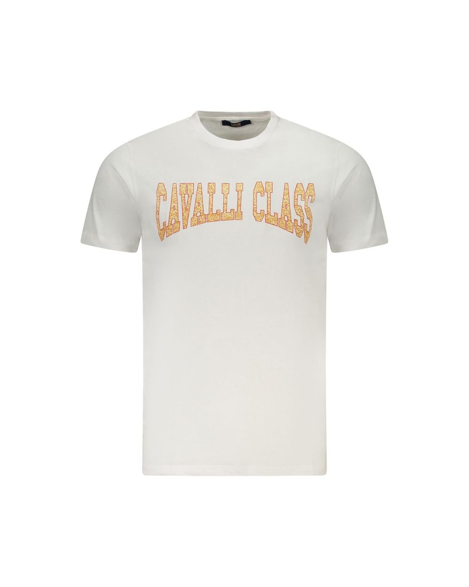 Cavalli Class Men's White Cotton  T-Shirt - 2XL