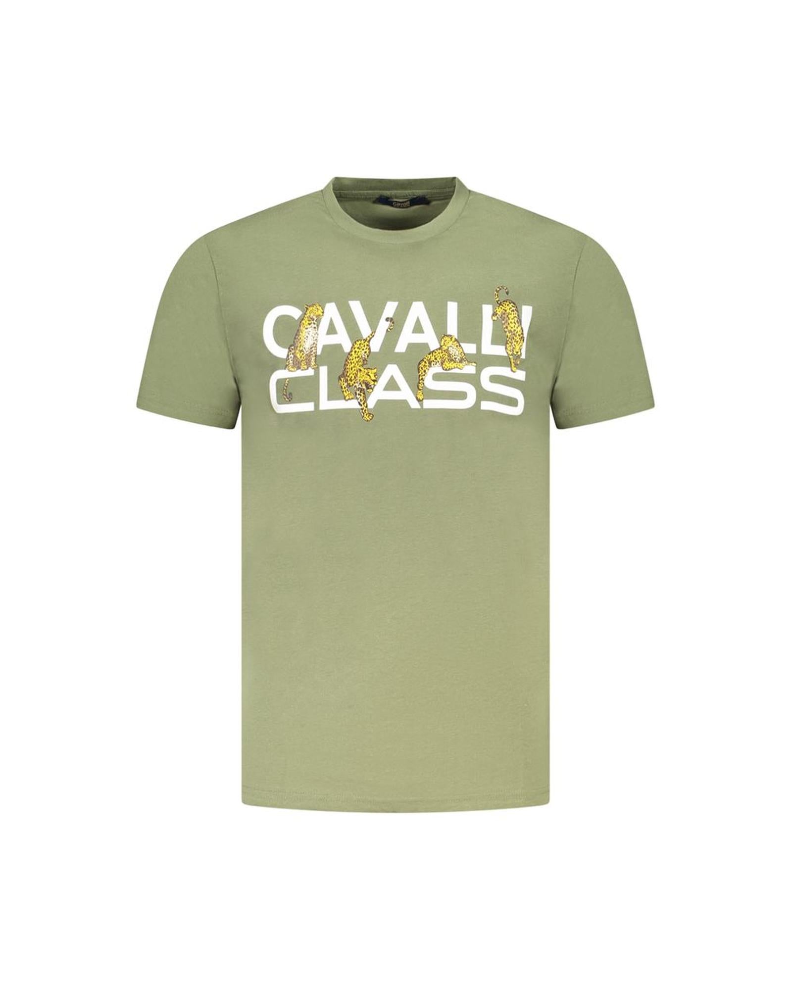 Cavalli Class Men's Green Cotton T-Shirt - M