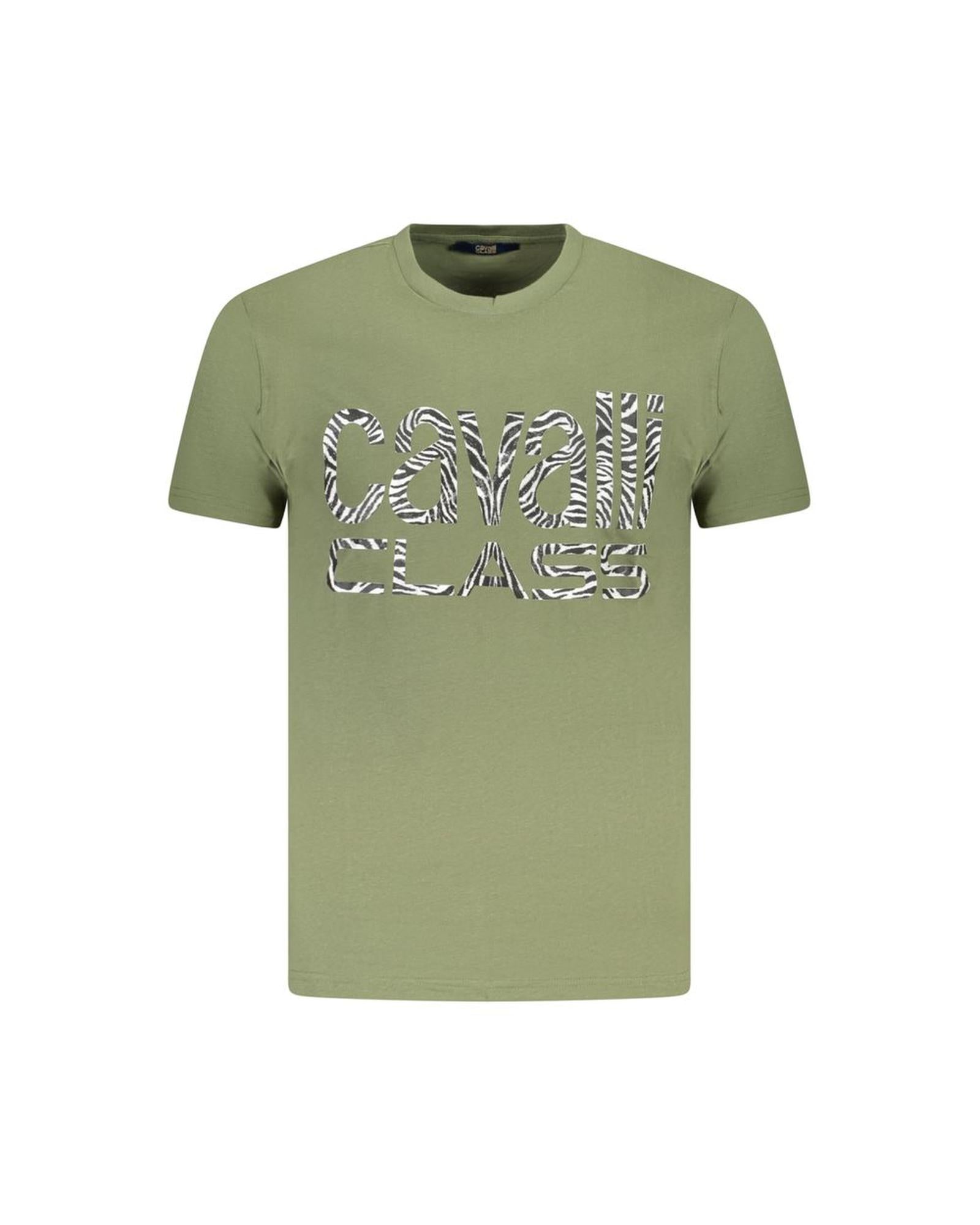 Cavalli Class Men's Green Cotton  T-Shirt - 2XL