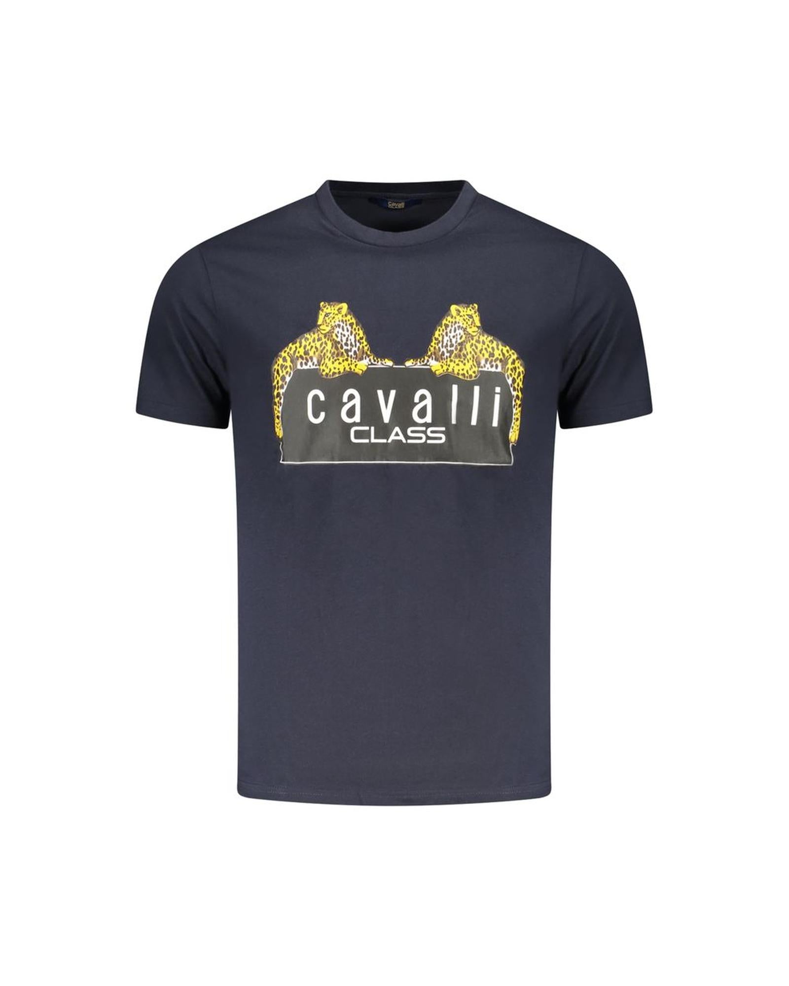 Cavalli Class Men's Blue Cotton T-Shirt - 2XL