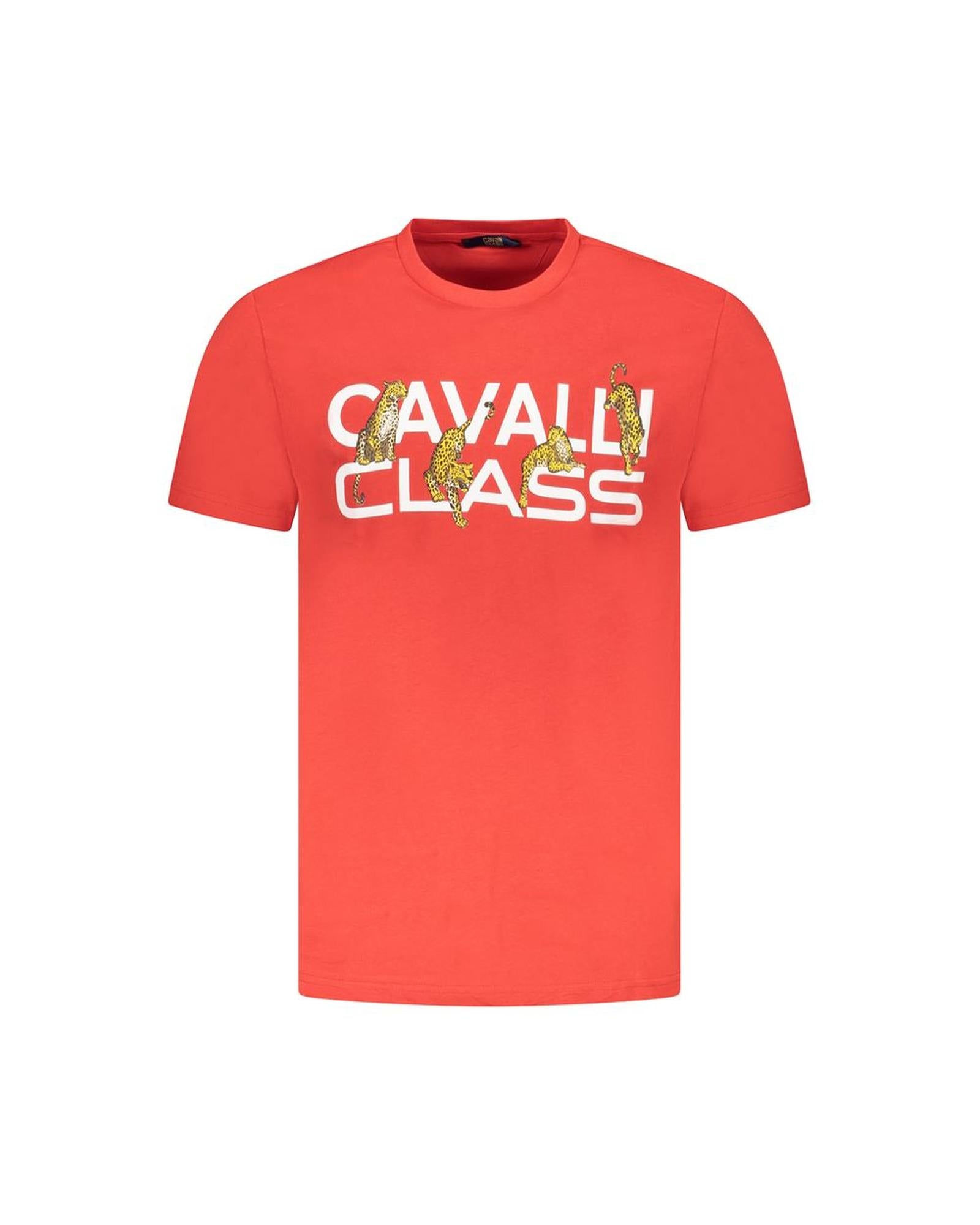 Cavalli Class Men's Red Cotton  T-Shirt - 2XL