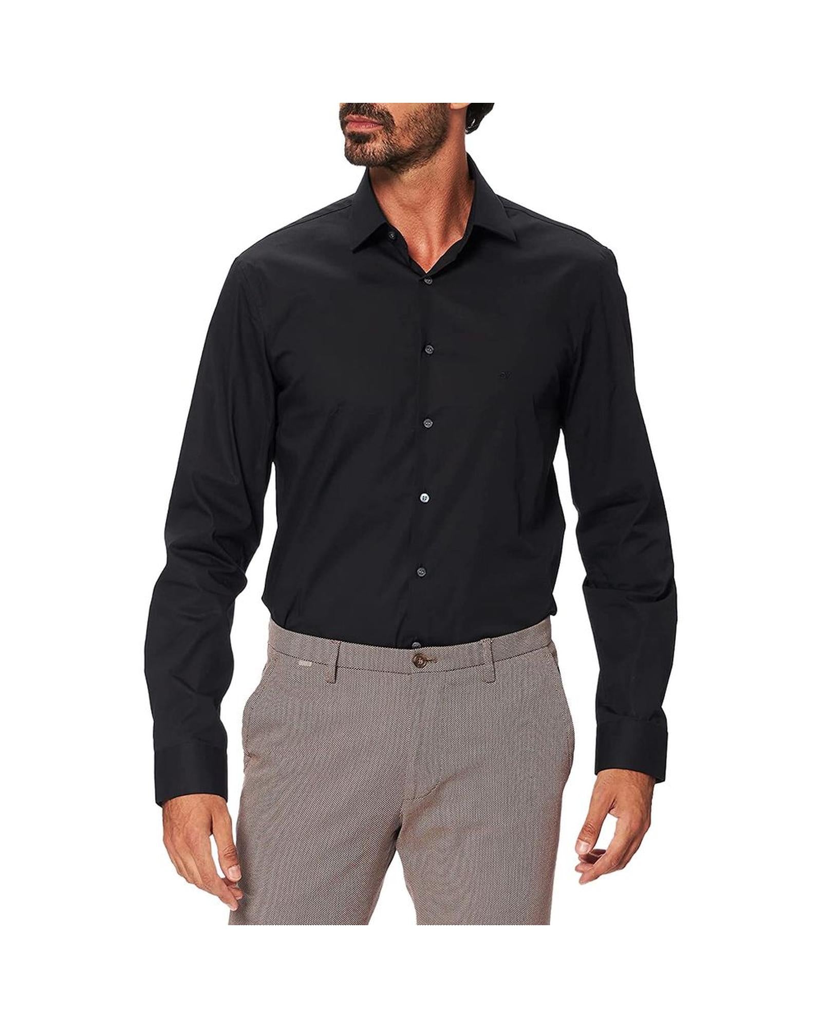 Calvin Klein Men's Black Cotton Shirt - 42 EU