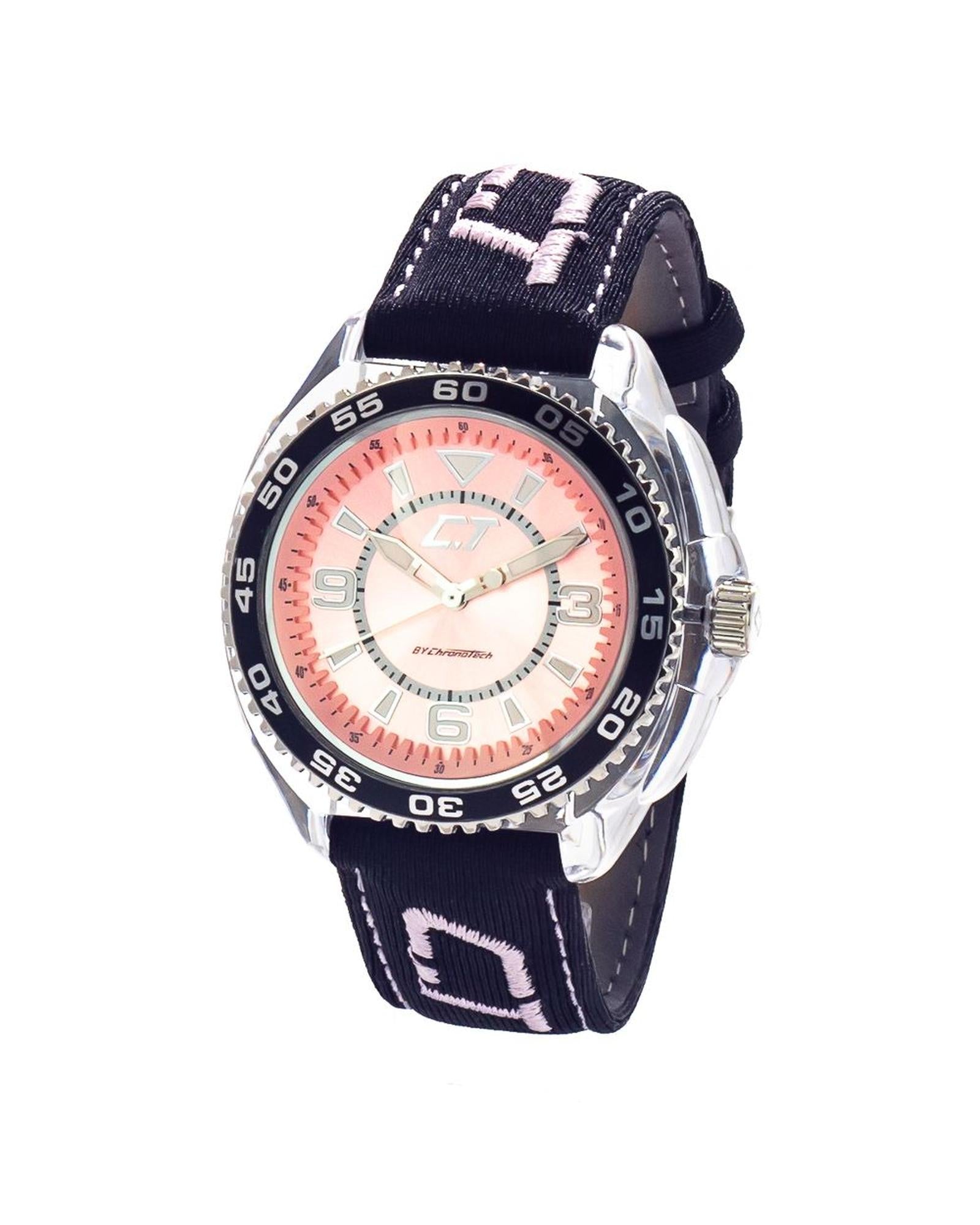 Chronotech Unisex's Black Leather Watch - One Size