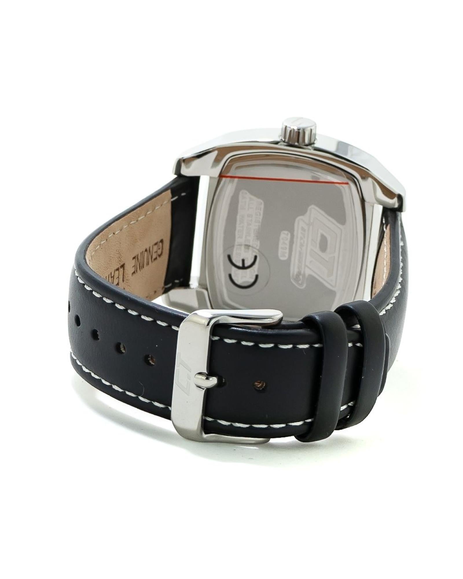 Chronotech Men's Black Leather Watch - One Size