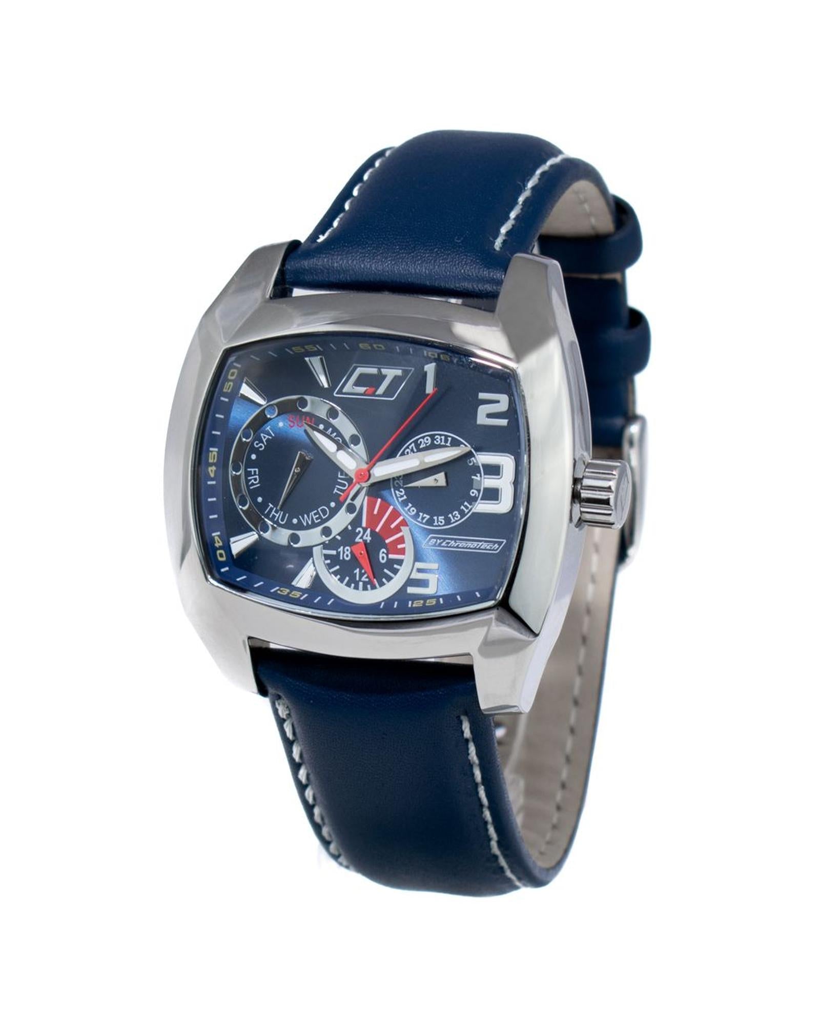 Chronotech Men's Blue Leather Watch - One Size