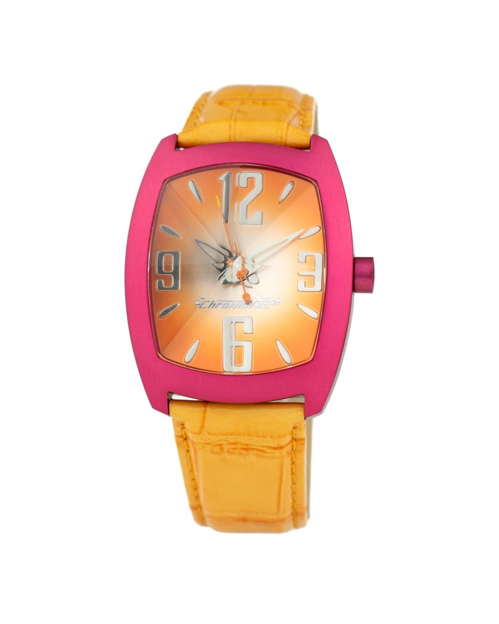 Chronotech Unisex's Orange Leather Watch - One Size
