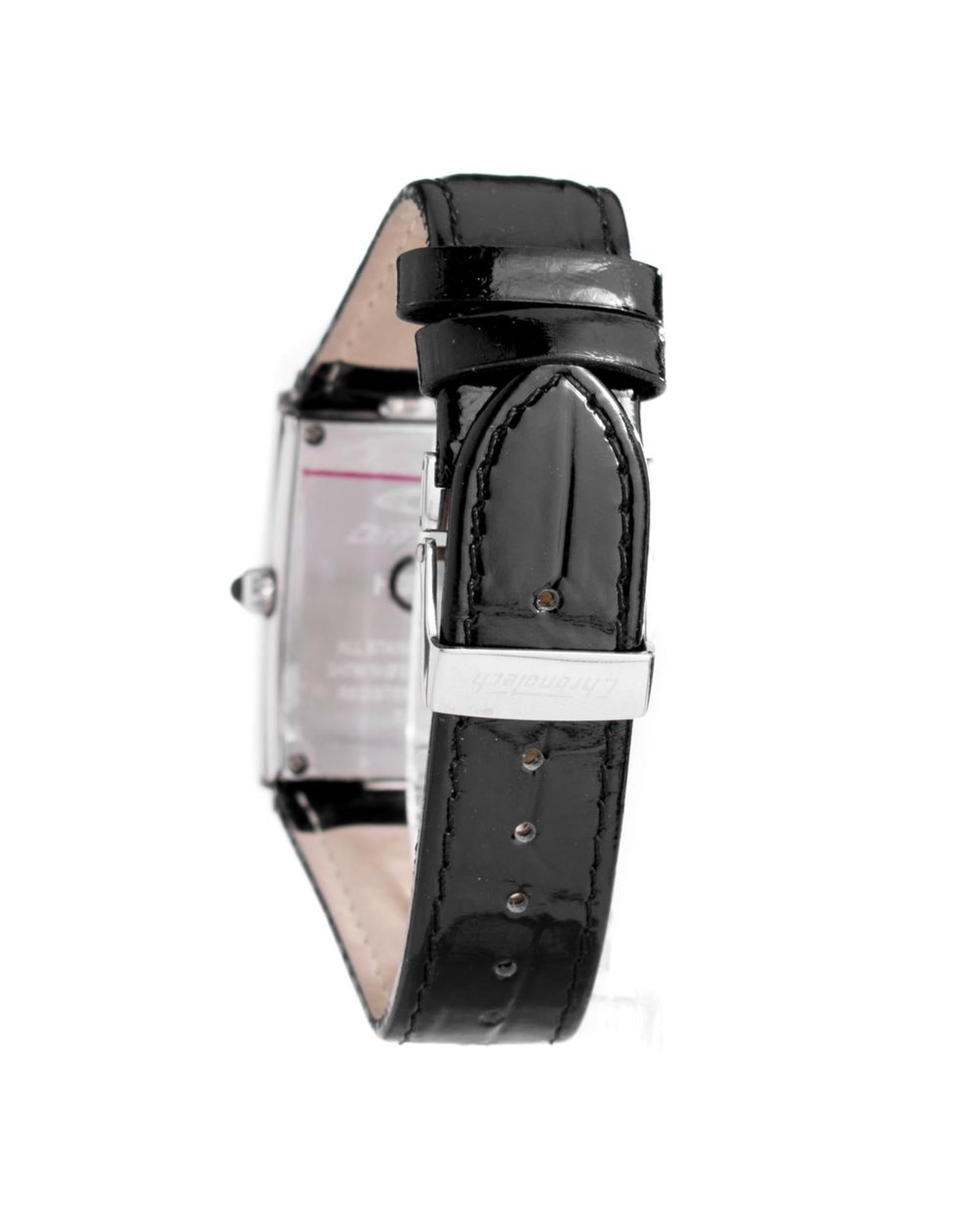 Chronotech Unisex's Black Leather Watch - One Size