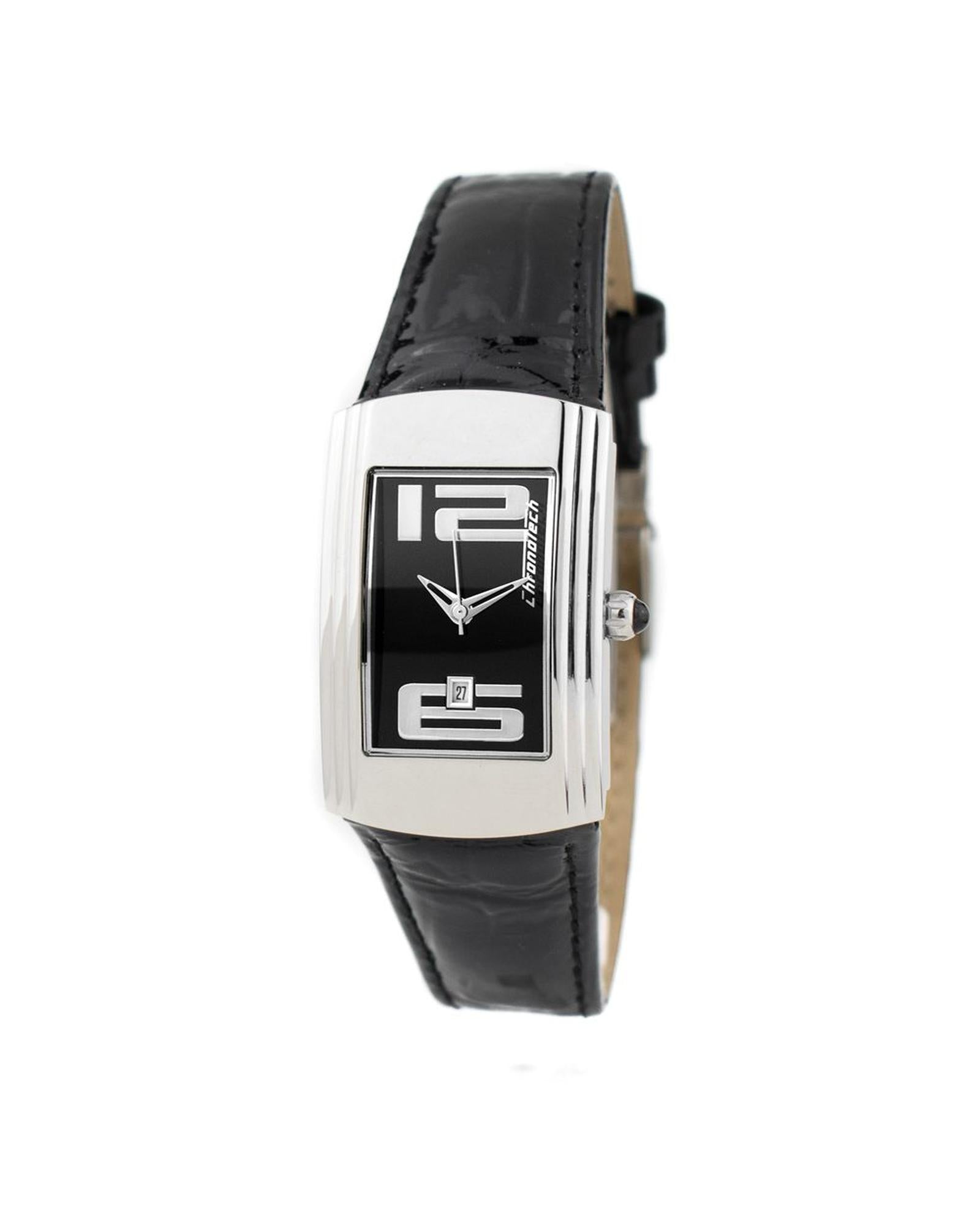 Chronotech Women's Black Leather Watch - One Size