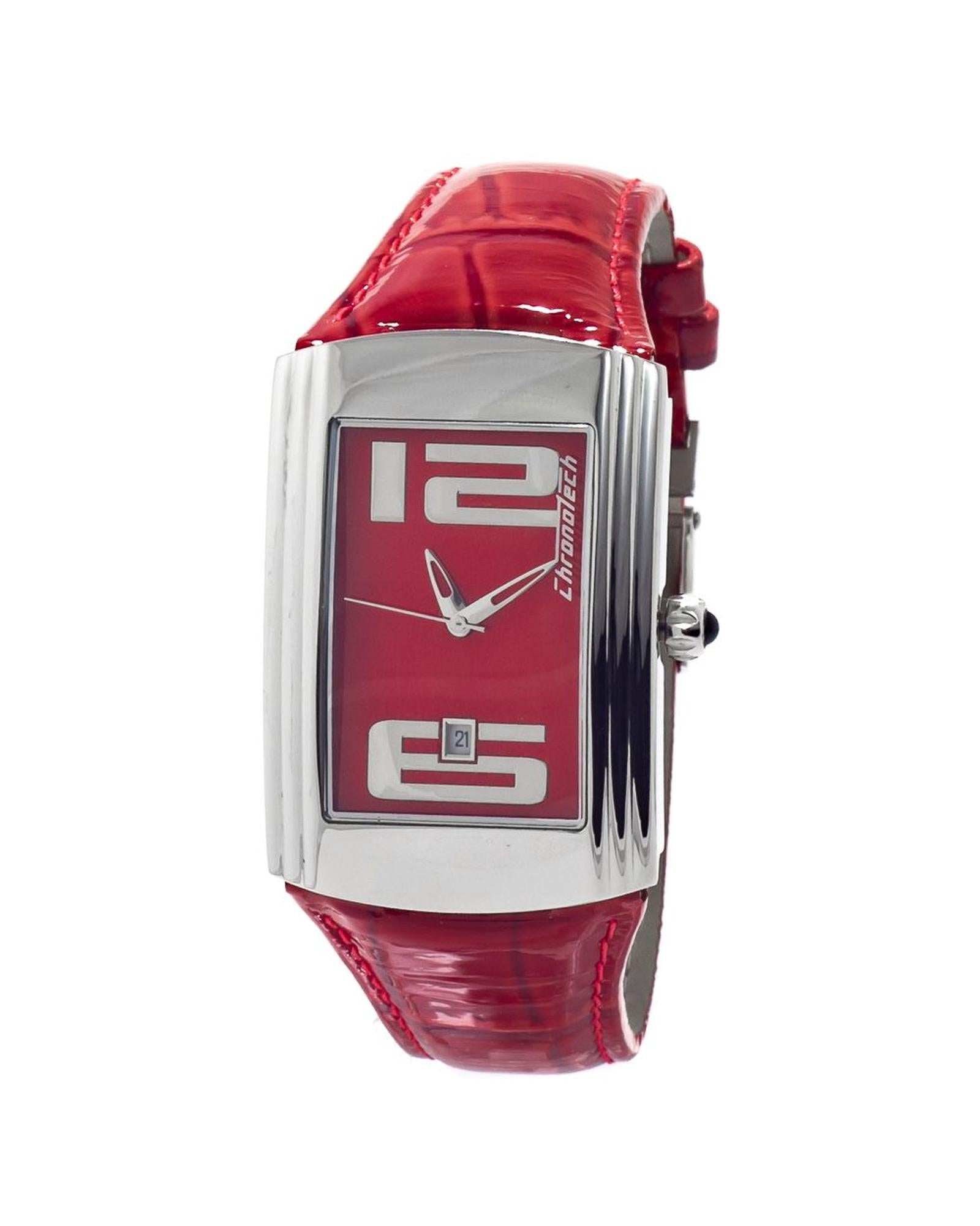 Chronotech Unisex's Red Leather Watch - One Size