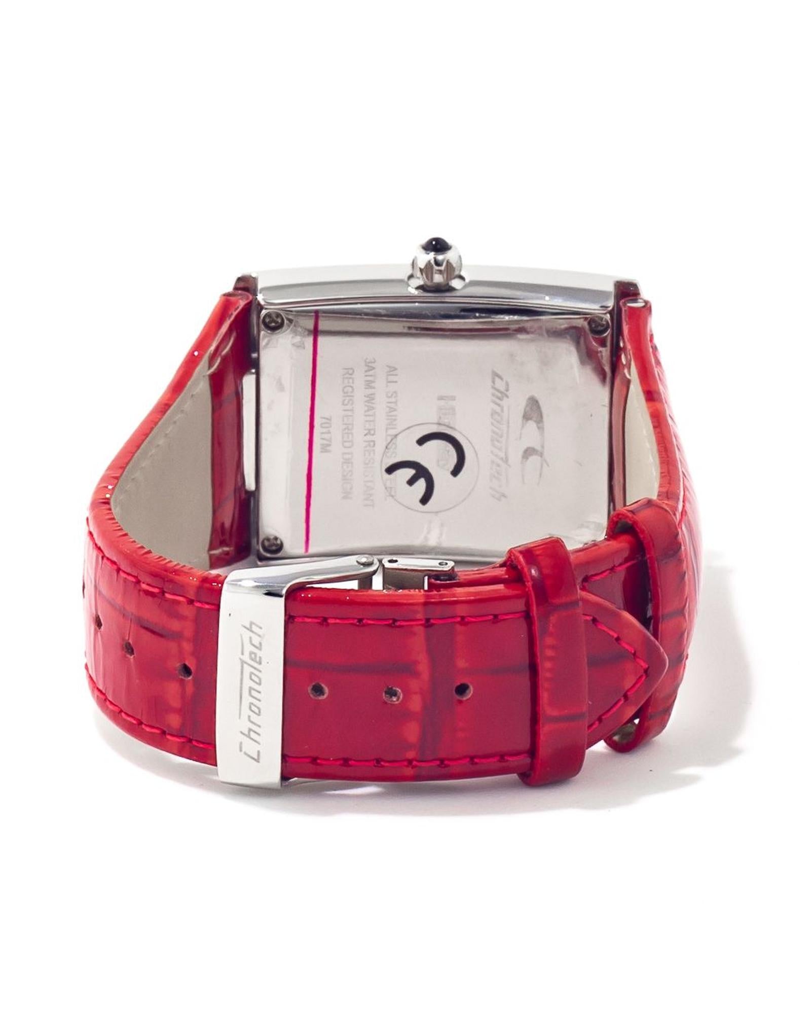 Chronotech Unisex's Red Leather Watch - One Size