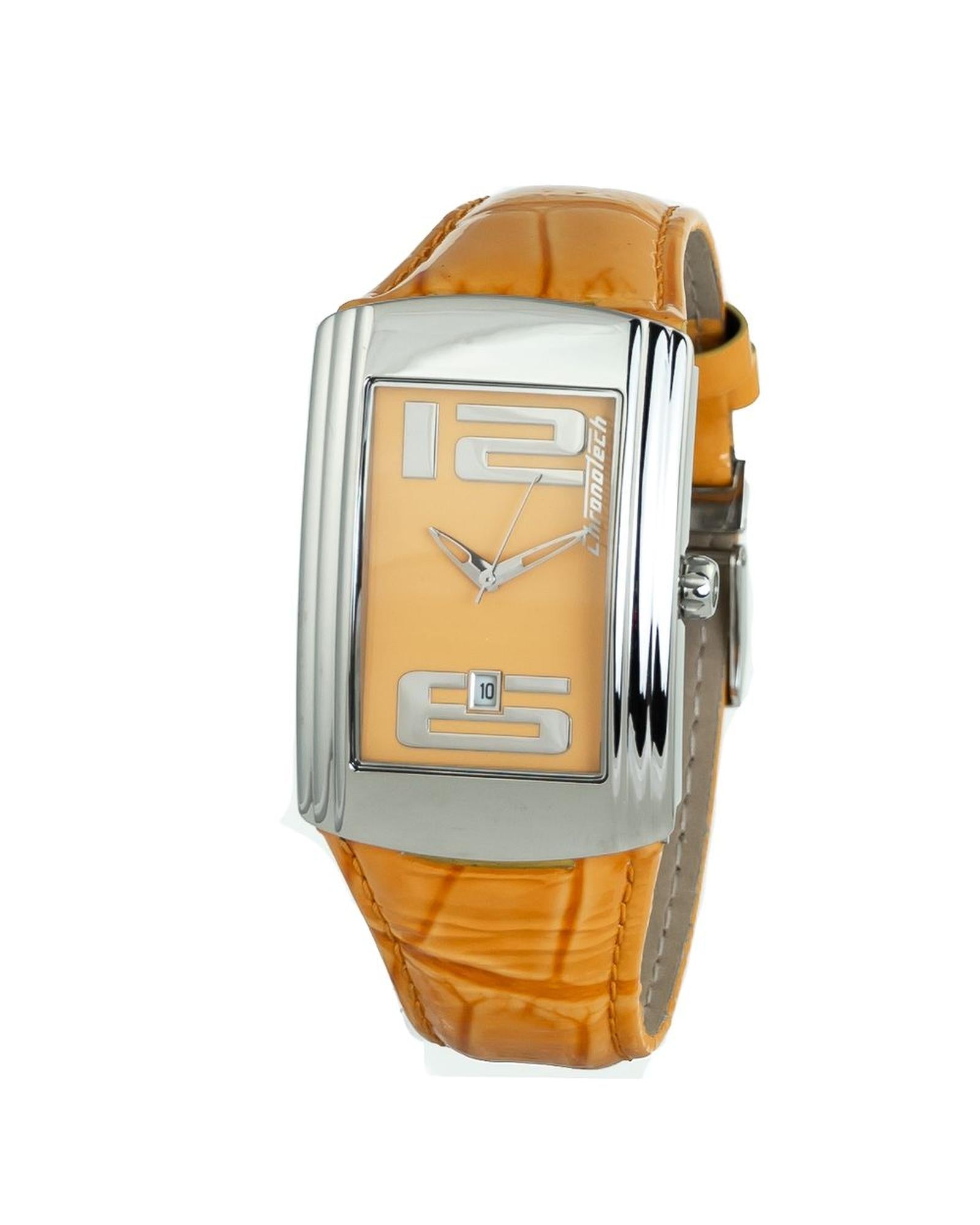 Chronotech Unisex's Orange Leather Watch - One Size