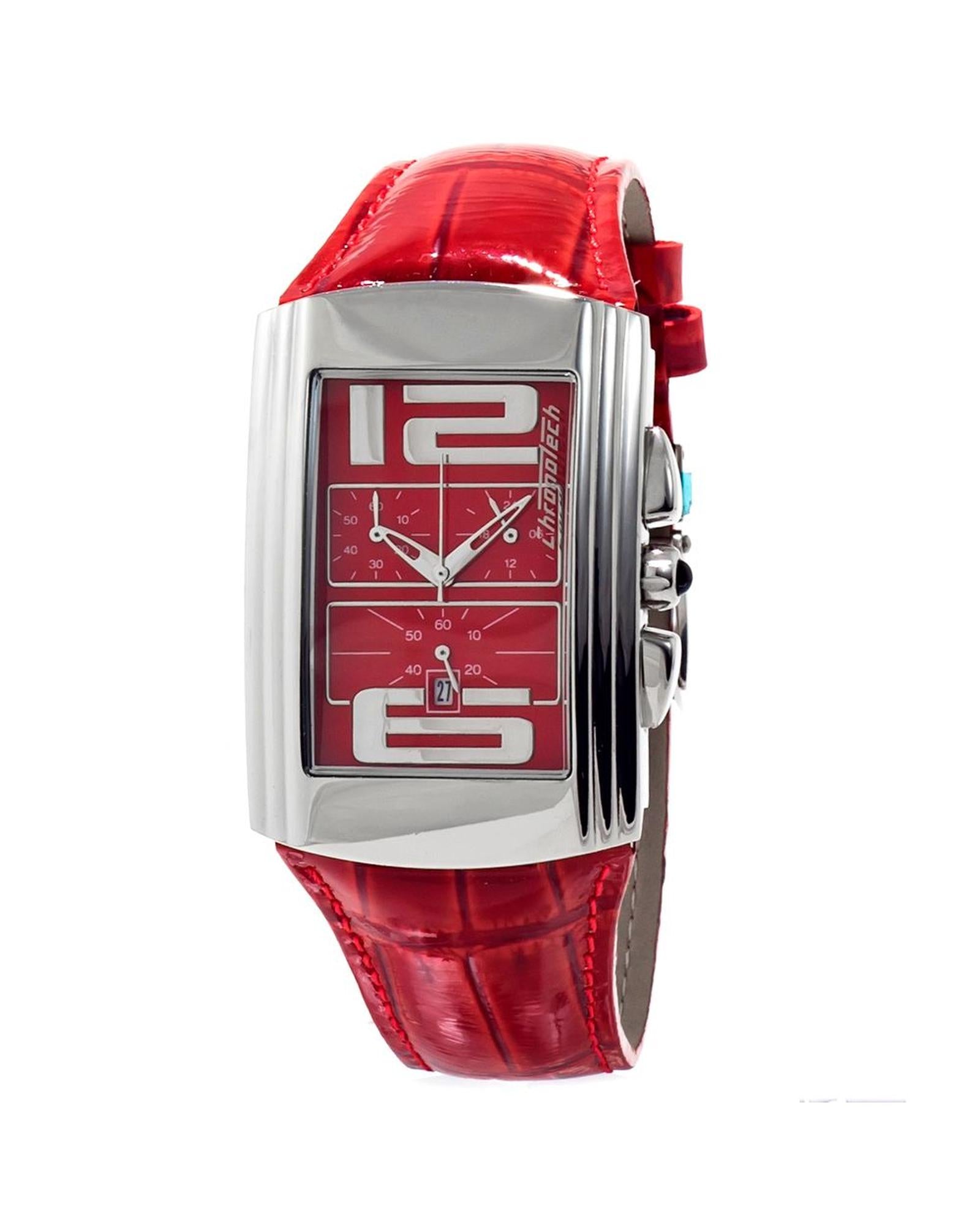 Chronotech Unisex's Red Leather Watch - One Size
