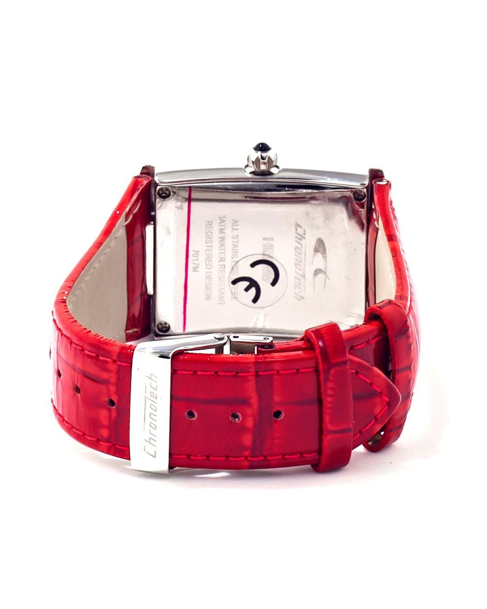 Chronotech Unisex's Red Leather Watch - One Size