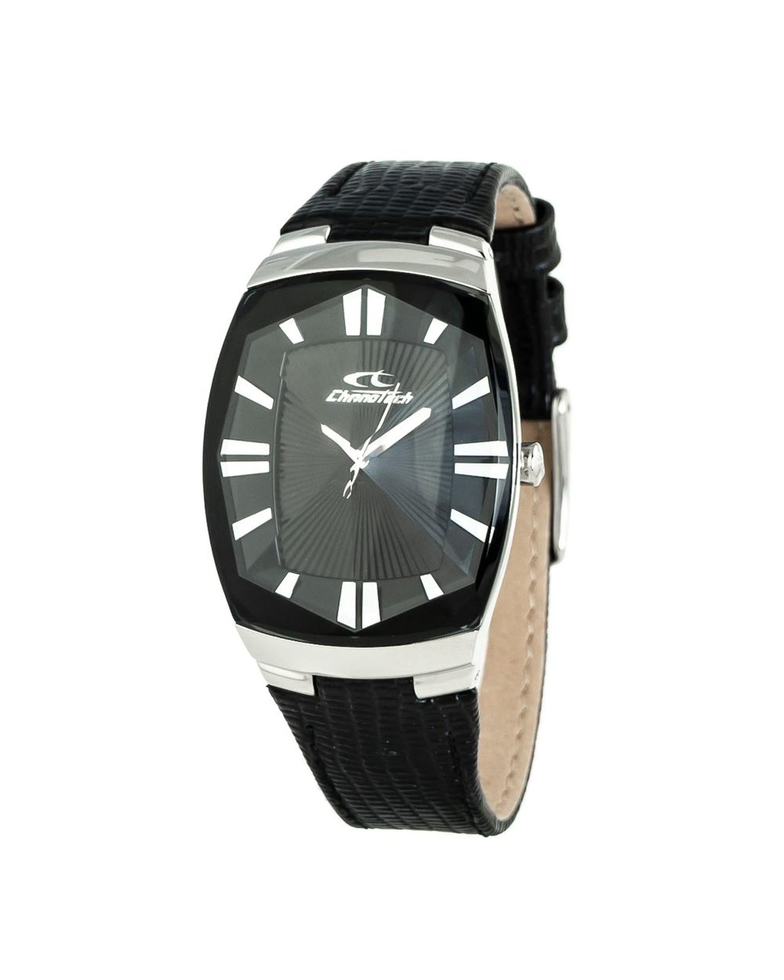 Chronotech Unisex's Black Leather Watch - One Size
