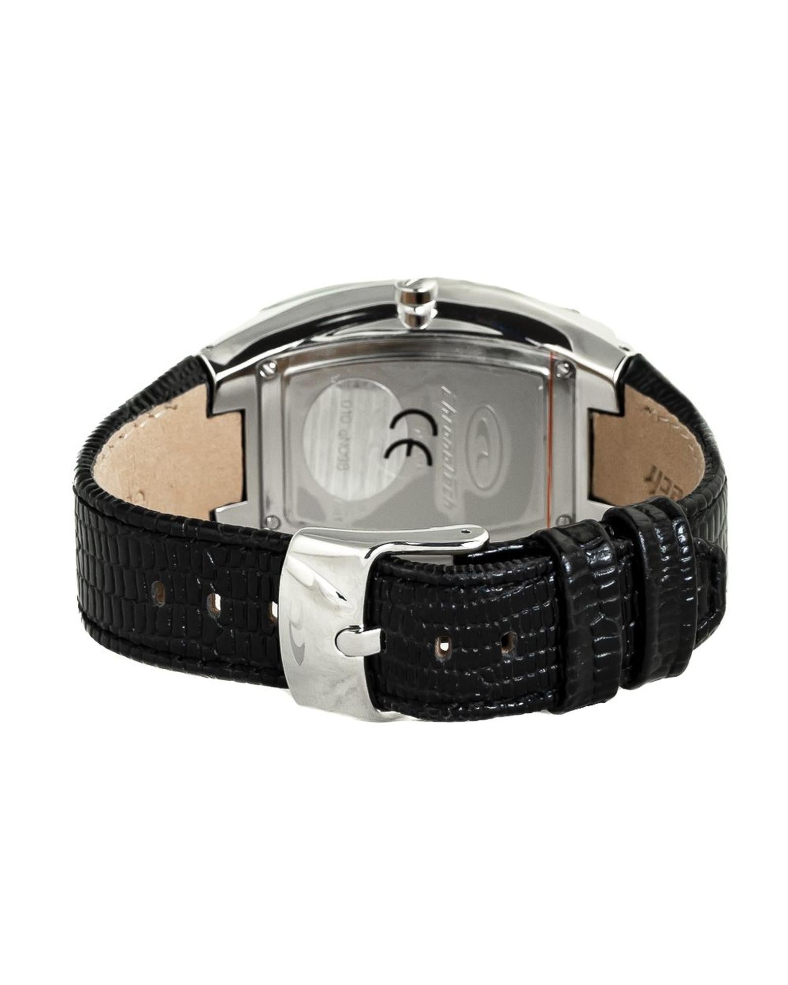 Chronotech Unisex's Black Leather Watch - One Size